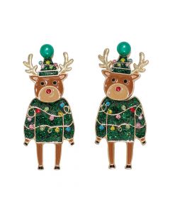 Green Rudolph in Sweater Earrings