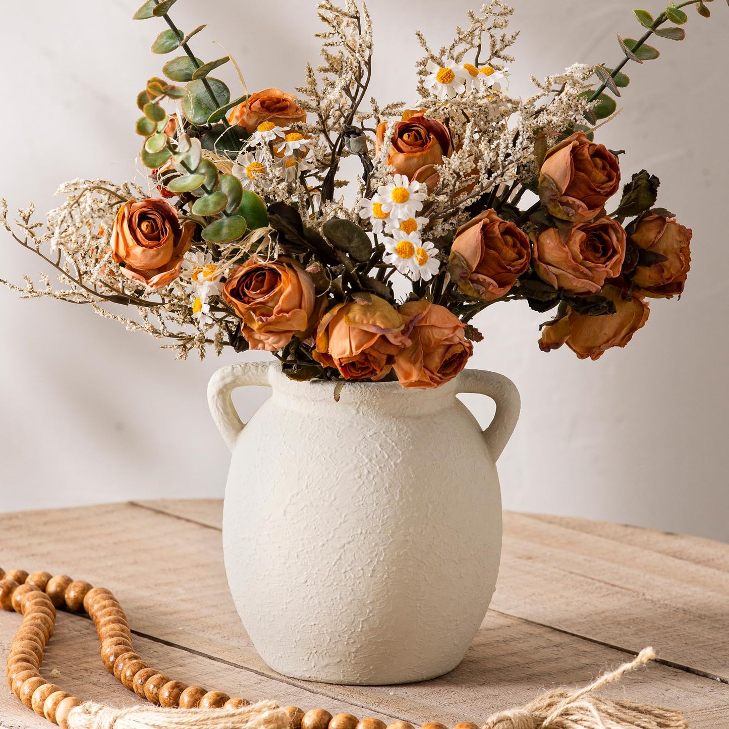 Dobbyby Ceramic Flower Vase 12 inch Farmhouse Rustic Vase Decorative Pottery Terracotta Tall Vases for Home Decor Table Mantle Fireplace Living Room Bathroom Wedding Centerpiece (Large-Terracota)