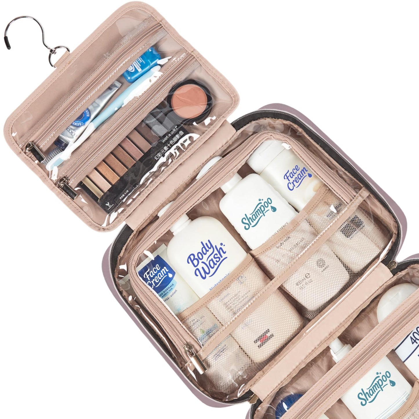 NISHEL Travel Toiletry Bag for women, Portable Hanging makeup Organizer