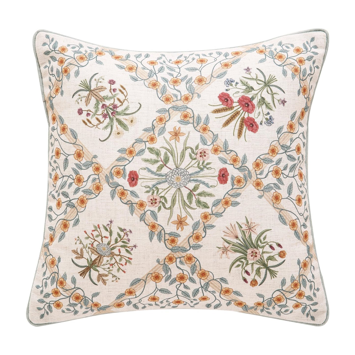 ISAENNE Designer Vintage Square Throw Pillow Cover,Set of 2,18"x18"