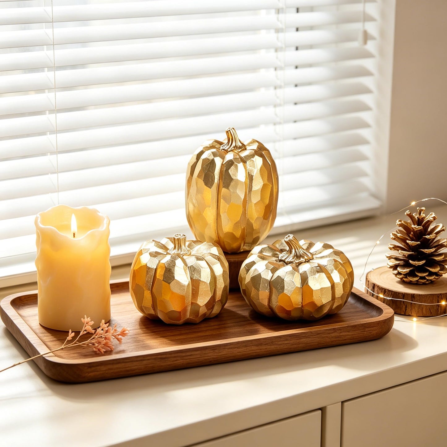 winemana 12 Pcs Pumpkin Fall Decorations, Golden Artificial Pumpkins