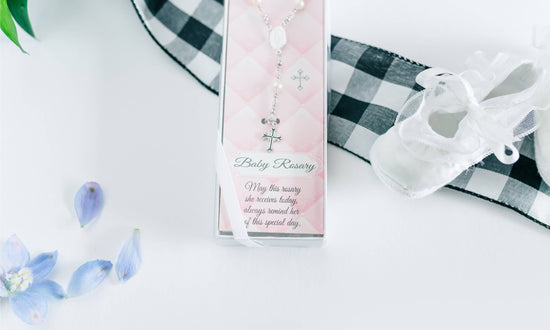 Load image into Gallery viewer, Sterling Silver White Baby Rosary Girl or Boy Baptism Gift
