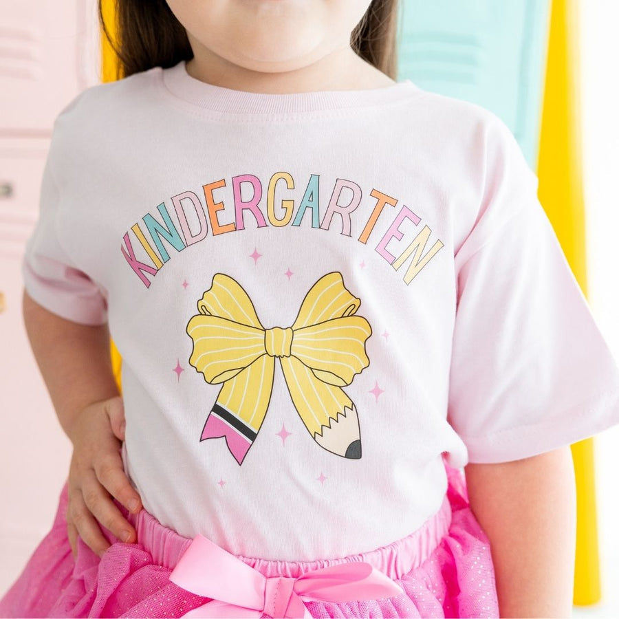 Kindergarten Pencil Bow Short Sleeve T Shirt