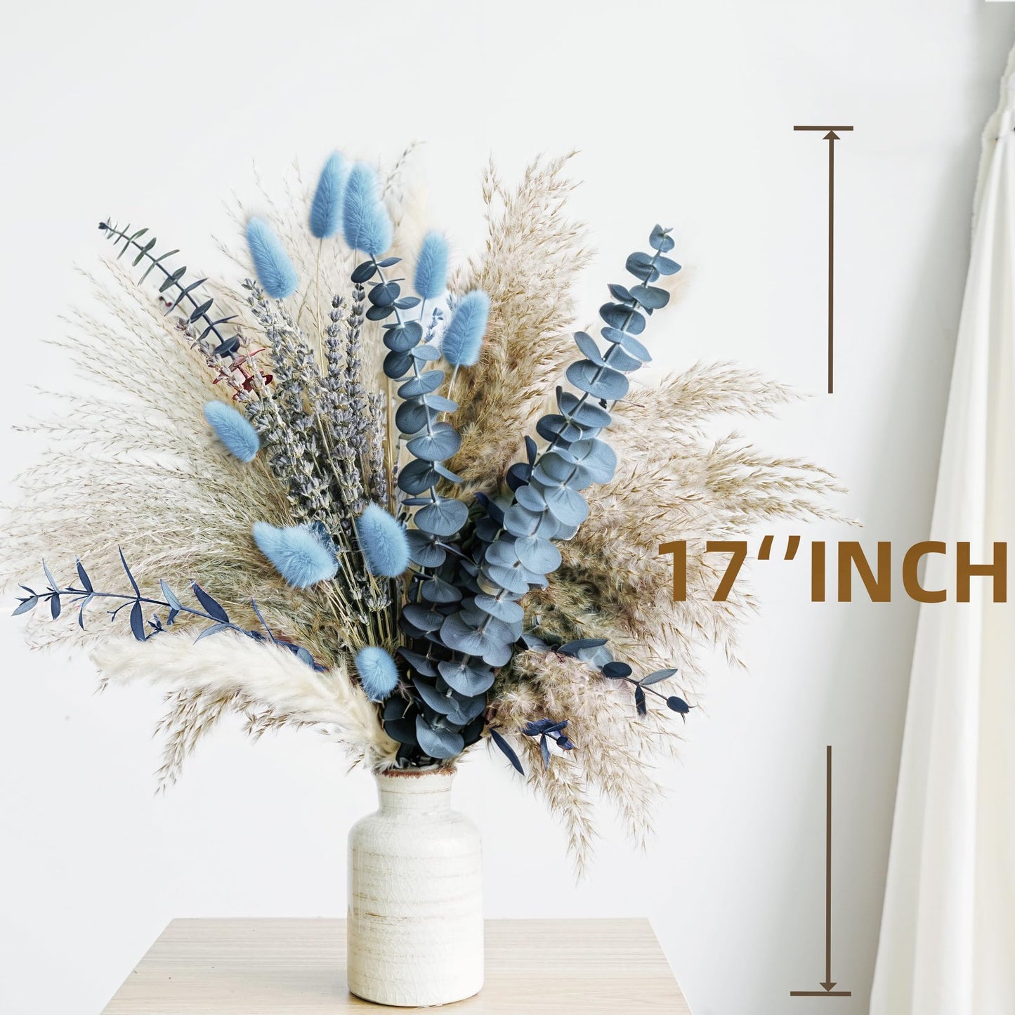Green Pampas Grass Boho Bouquet – Exquisite Lavender and Eucalyptus Dried Flower Arrangements for Western Boho Decor – Rustic Flowers for Your Bohemian Home, Bedroom, and Wedding Table Décor