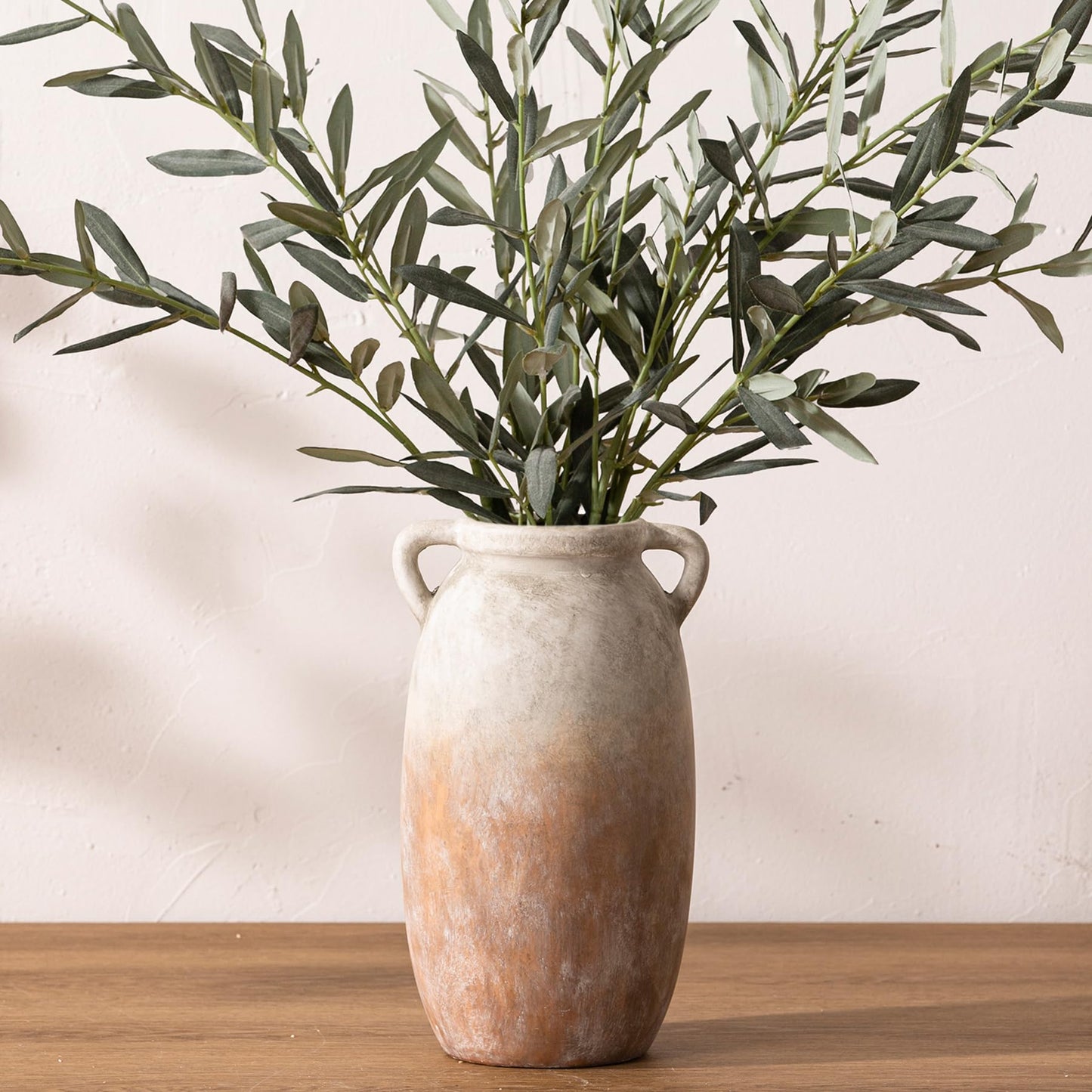 Dobbyby Ceramic Flower Vase 12 inch Farmhouse Rustic Vase Decorative Pottery Terracotta Tall Vases for Home Decor Table Mantle Fireplace Living Room Bathroom Wedding Centerpiece (Large-Terracota)