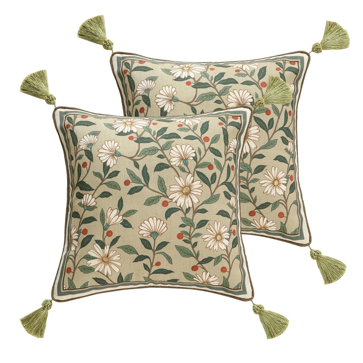ISAENNE Designer Vintage Square Throw Pillow Cover,Set of 2,18"x18"