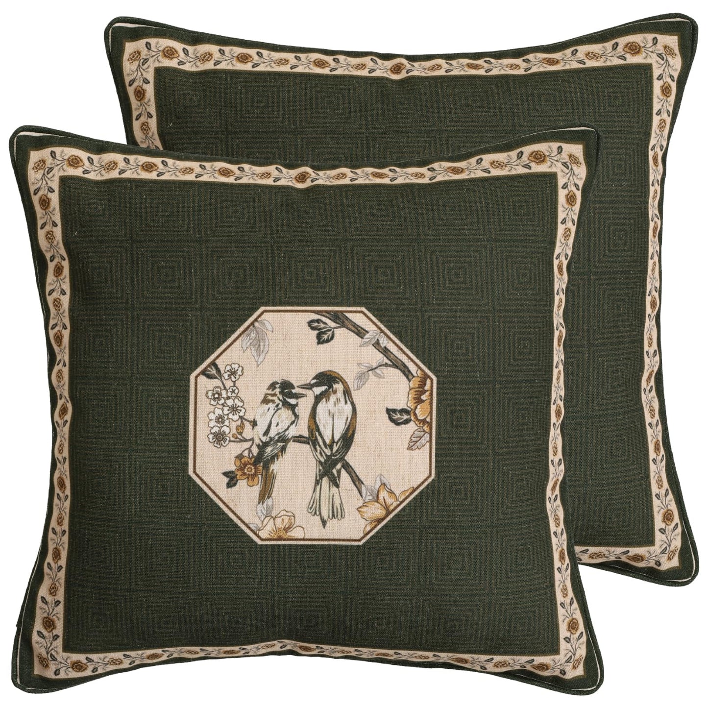 ISAENNE Designer Vintage Square Throw Pillow Cover,Set of 2,18"x18"