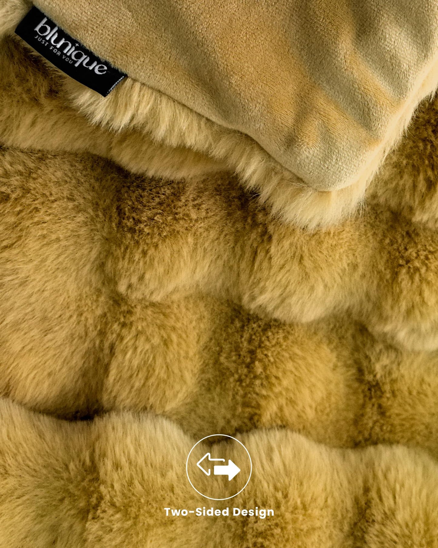 Ultra Soft Cozy Faux Fur Throw Blanket, Fuzzy Plush Thick Bubble Blanket, Oversize Luxury Fluffy Blanket for Couch, Sofa, Bedroom, and Living Room, 50x60 Inches, Light Brown