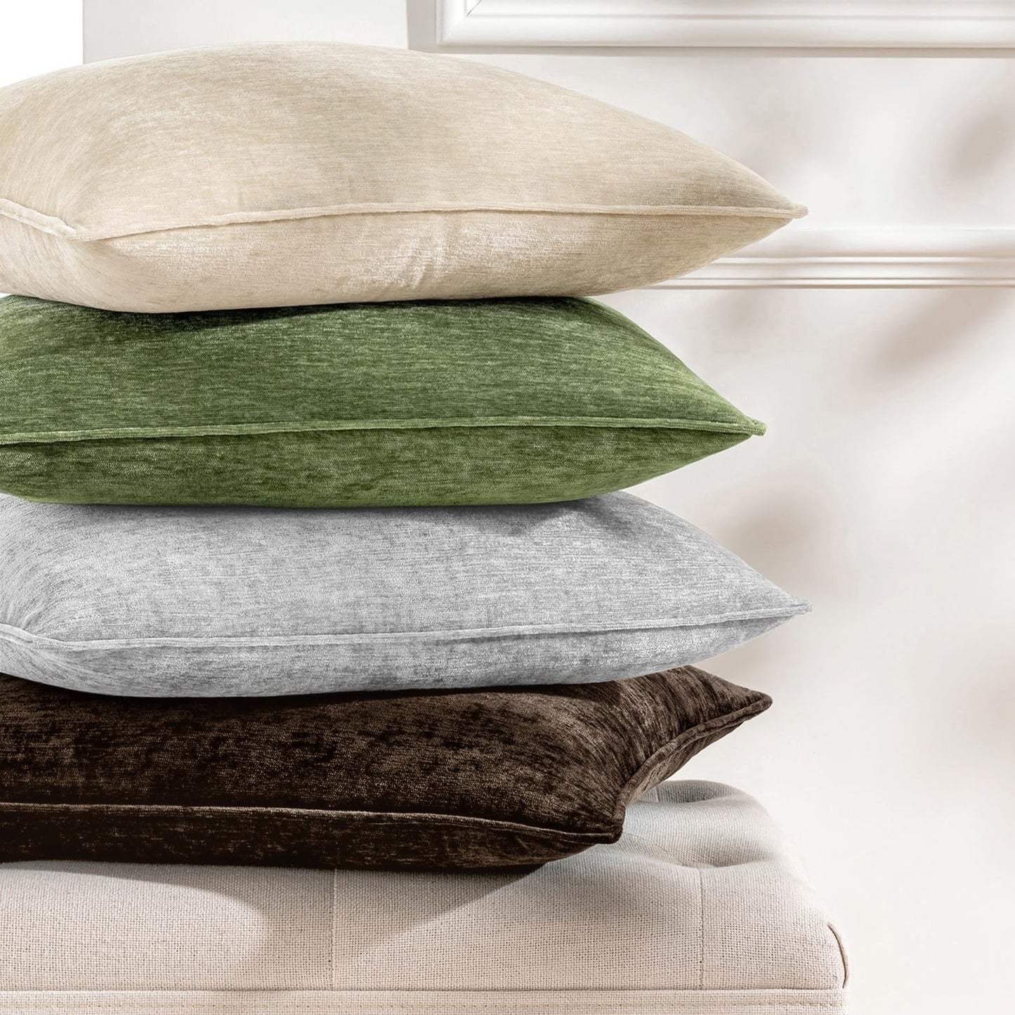 MIULEE Chenille Couch Pillow Covers Fall for Living Room 18x18 Dark Brown