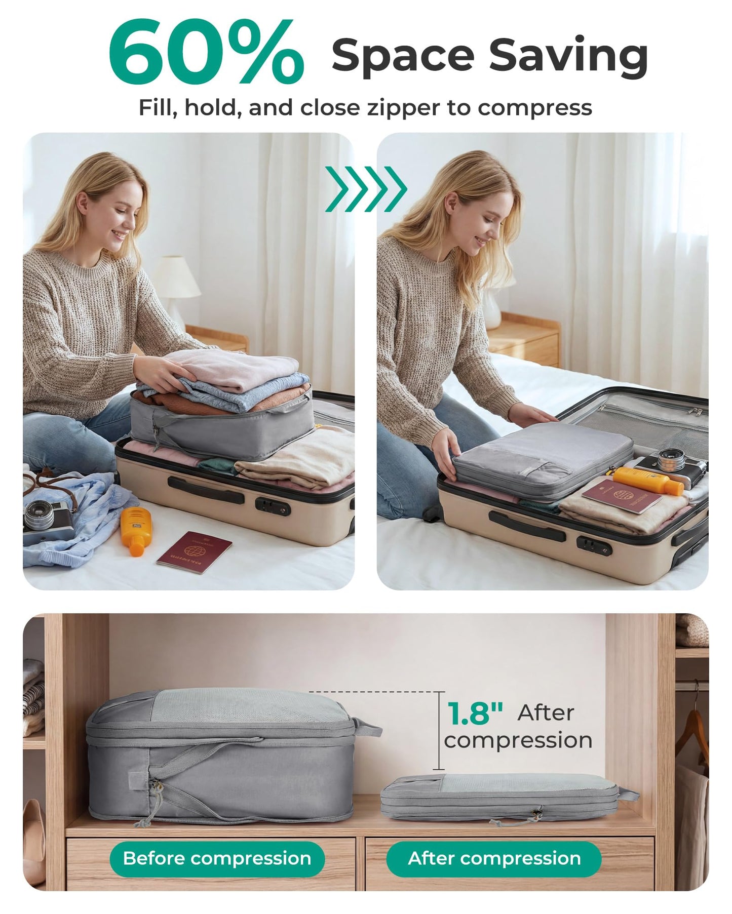 BAGSMART Compression Packing Cubes for Travel Essentials
