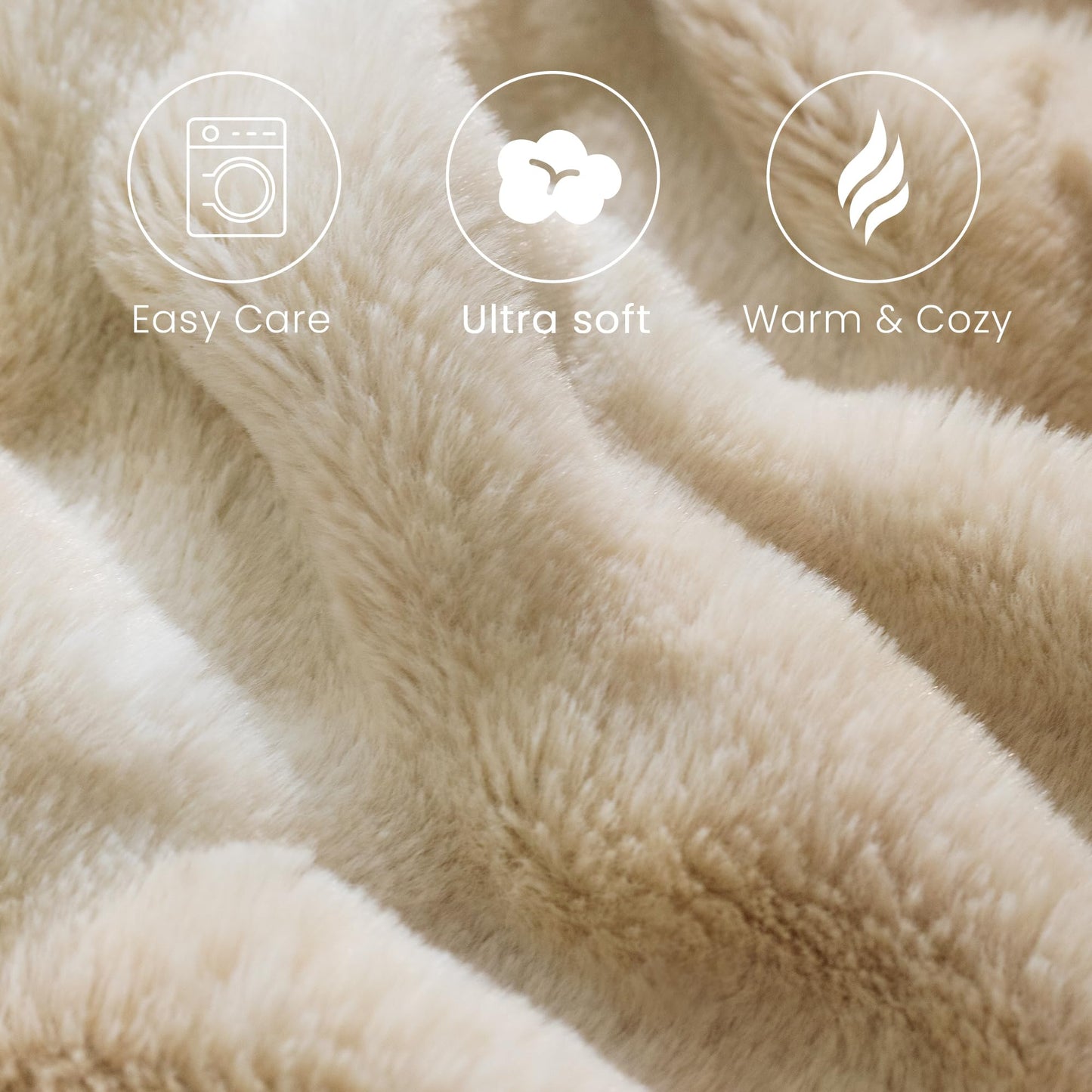 Ultra Soft Cozy Faux Fur Throw Blanket, Fuzzy Plush Thick Bubble Blanket, Oversize Luxury Fluffy Blanket for Couch, Sofa, Bedroom, and Living Room, 50x60 Inches, Light Brown