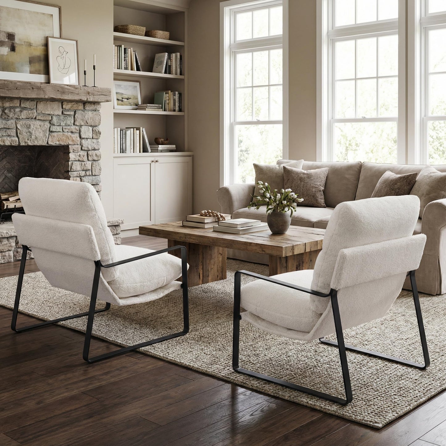 LukeAlon Modern PU Leather Accent Armchair, Brown