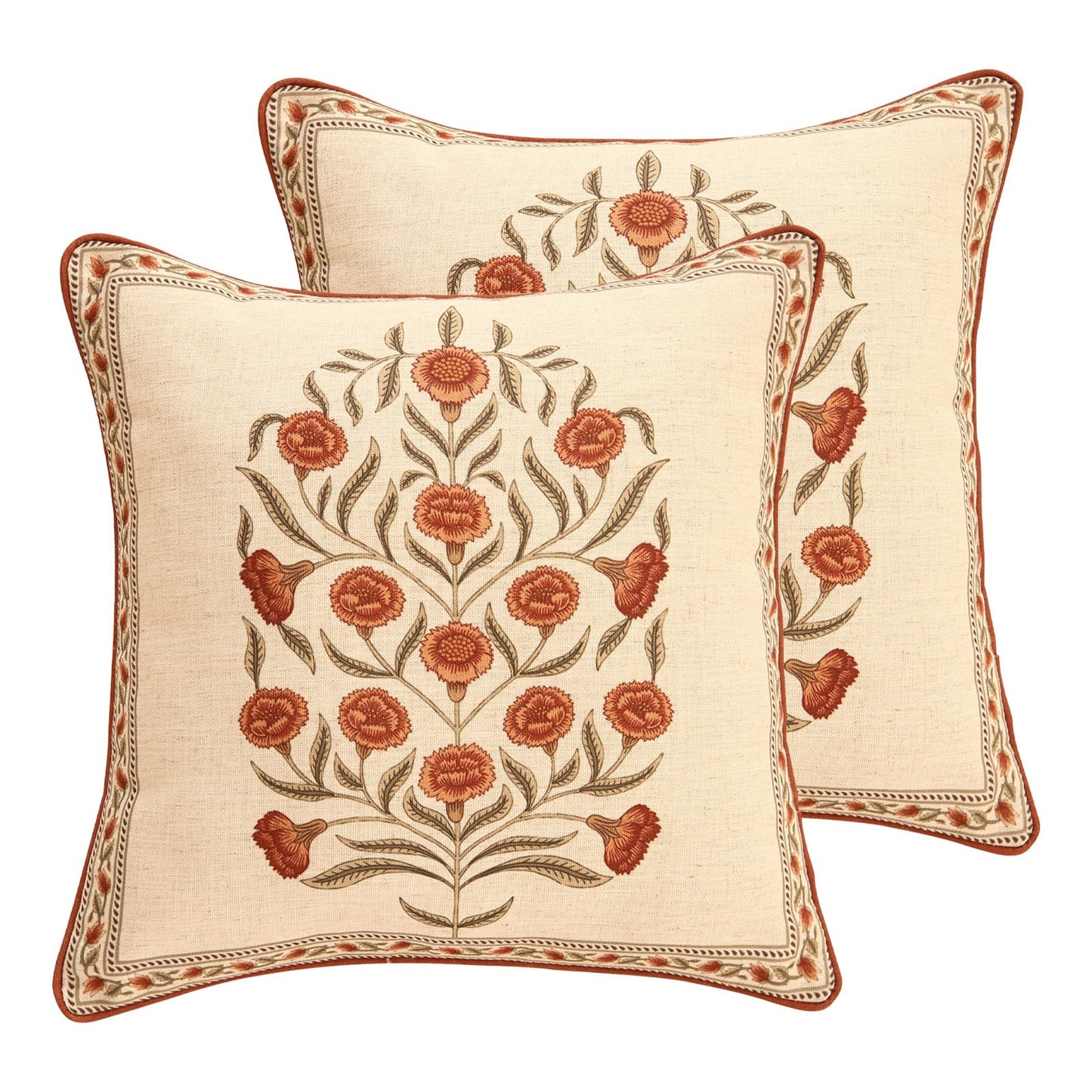 ISAENNE Designer Vintage Square Throw Pillow Cover,Set of 2,18"x18"
