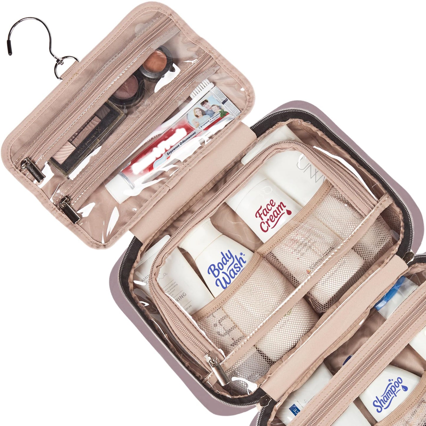 NISHEL Travel Toiletry Bag for women, Portable Hanging makeup Organizer