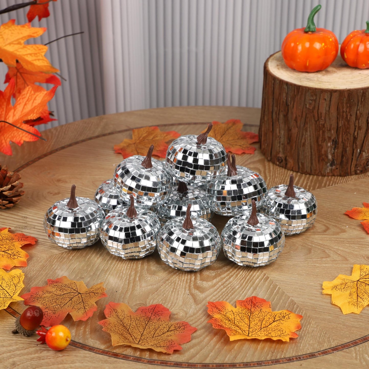 winemana 12 Pcs Pumpkin Fall Decorations, Golden Artificial Pumpkins
