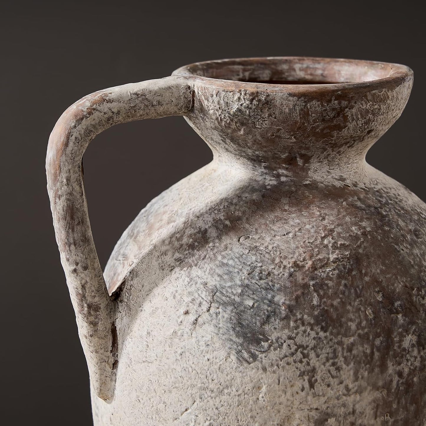 Ceramic Rustic Farmhouse Vase,9.25 inch Terracotta Vase with Handle