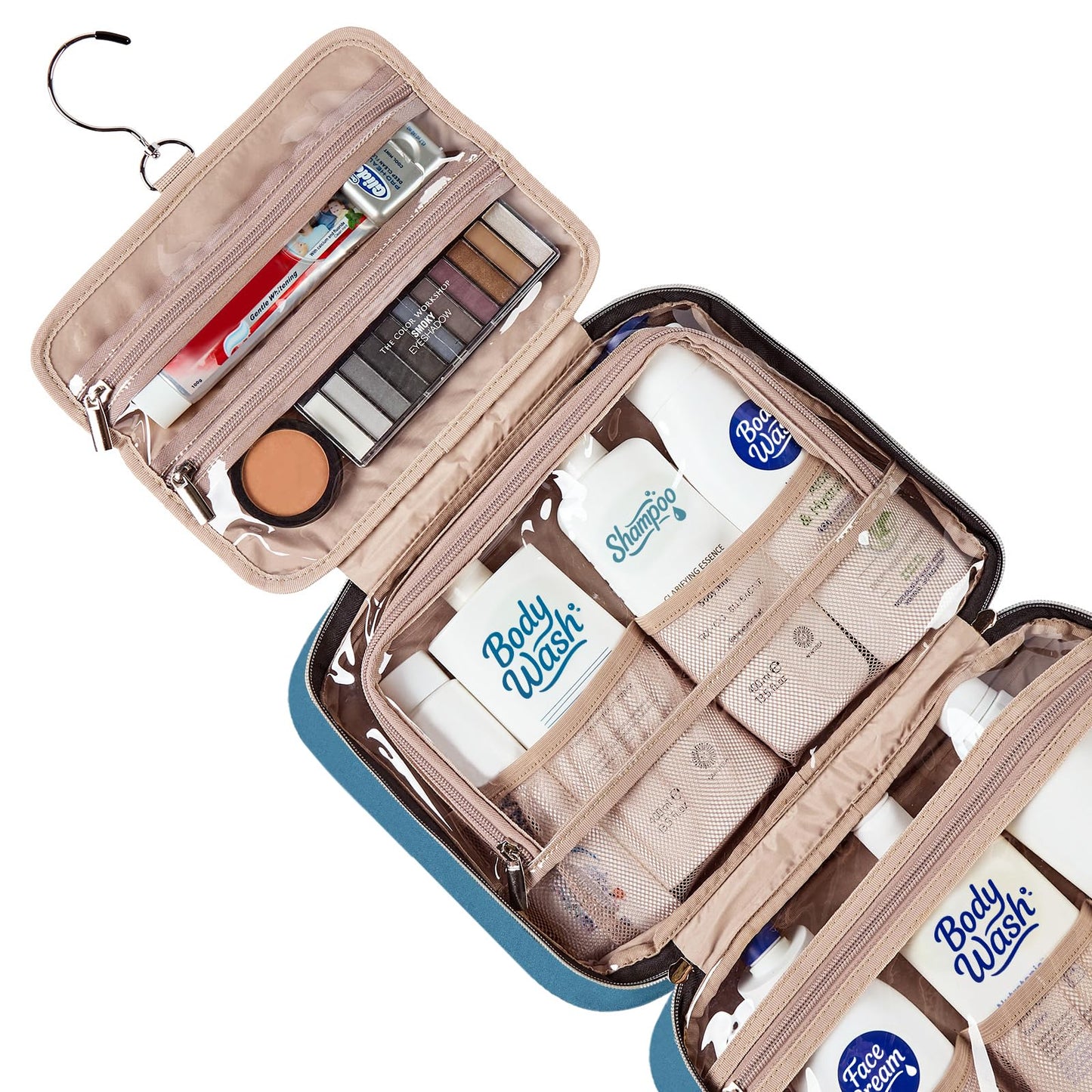 NISHEL Travel Toiletry Bag for women, Portable Hanging makeup Organizer