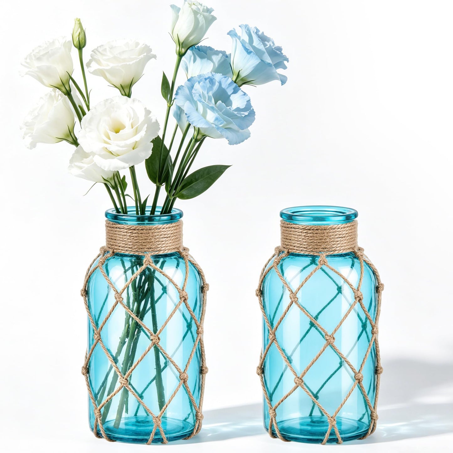 3 Pack Mason Jar Vases for Centerpieces, Amber Glass Flower Vase