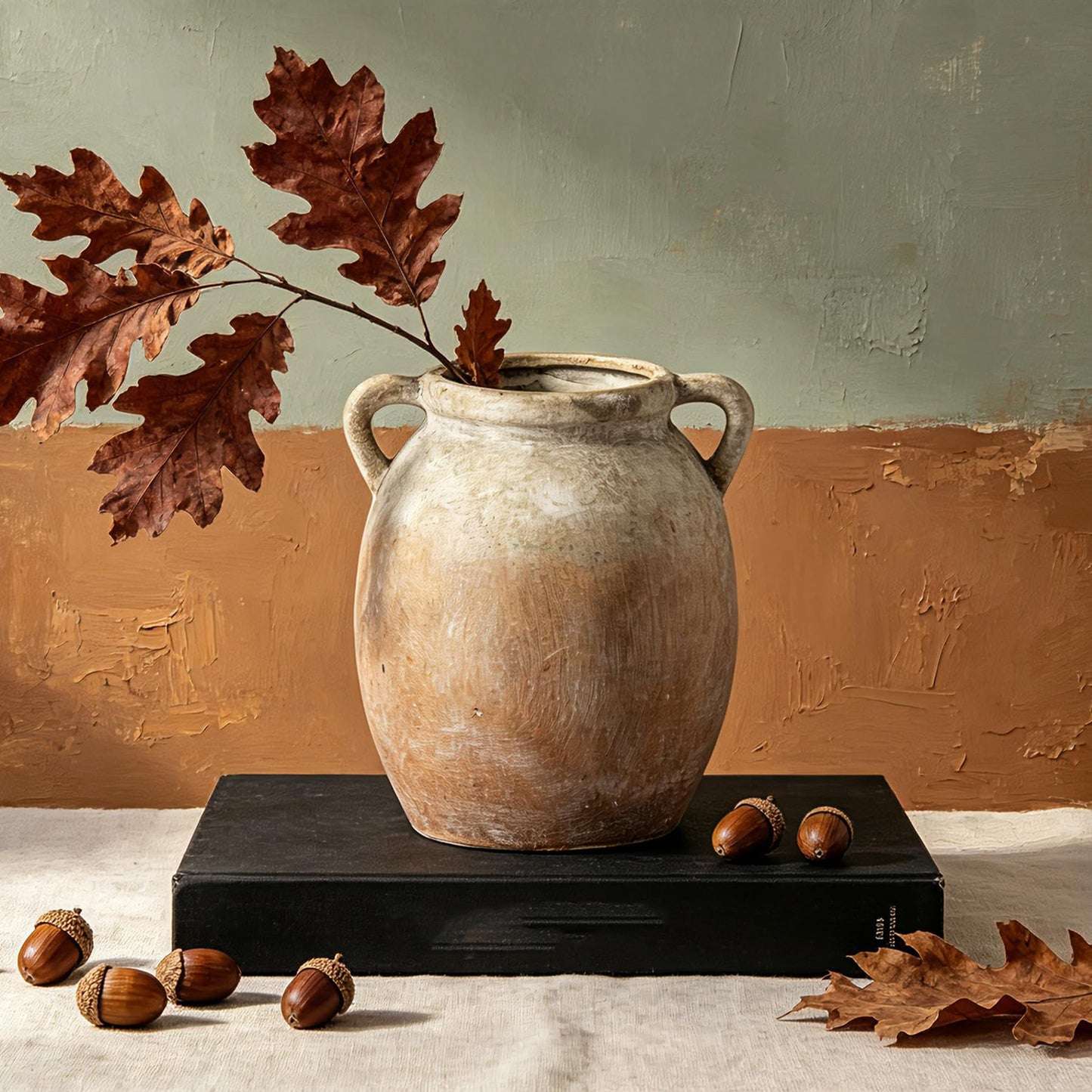 Dobbyby Ceramic Flower Vase 12 inch Farmhouse Rustic Vase Decorative Pottery Terracotta Tall Vases for Home Decor Table Mantle Fireplace Living Room Bathroom Wedding Centerpiece (Large-Terracota)