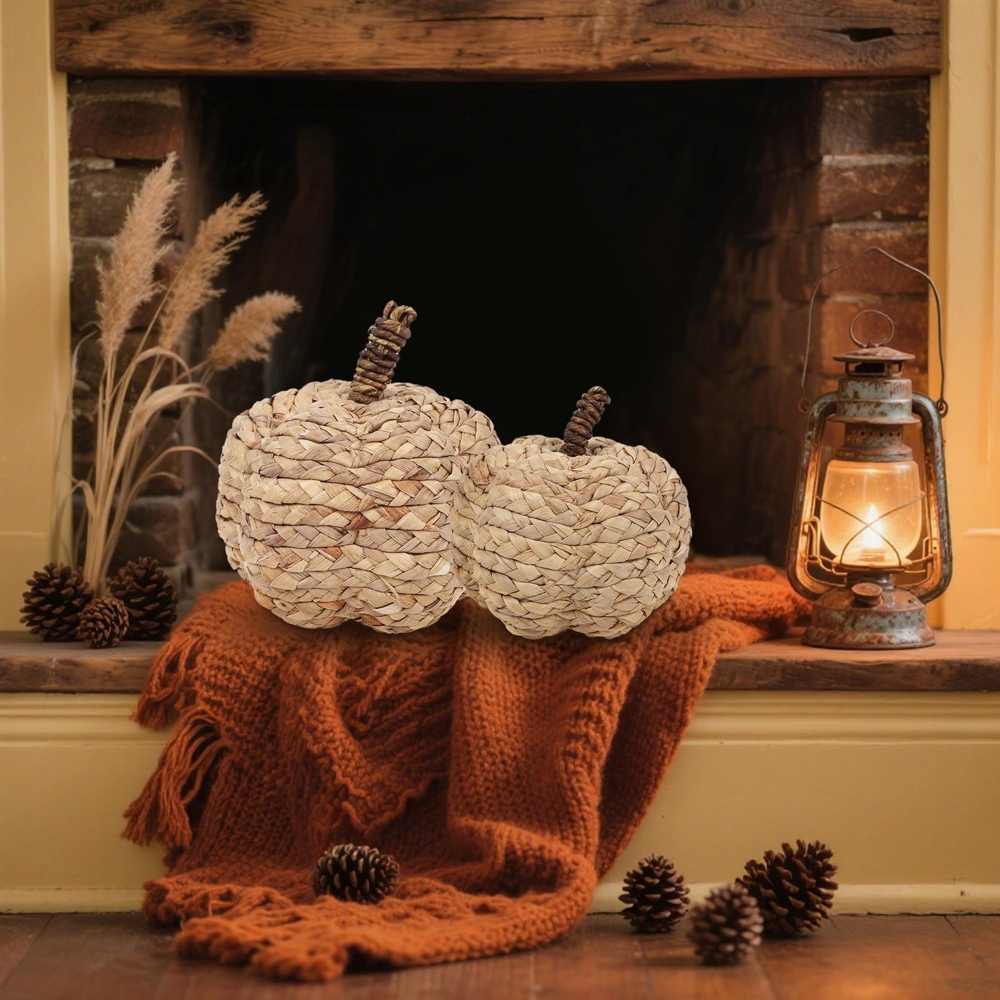 winemana 12 Pcs Pumpkin Fall Decorations, Golden Artificial Pumpkins