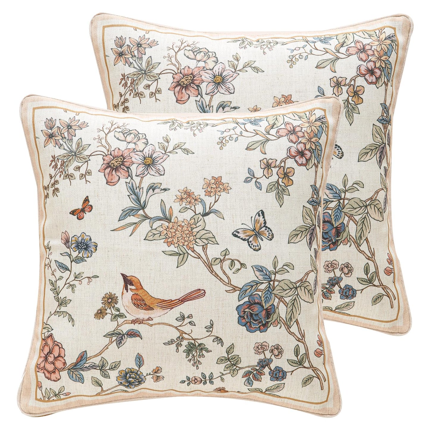 ISAENNE Designer Vintage Square Throw Pillow Cover,Set of 2,18"x18"