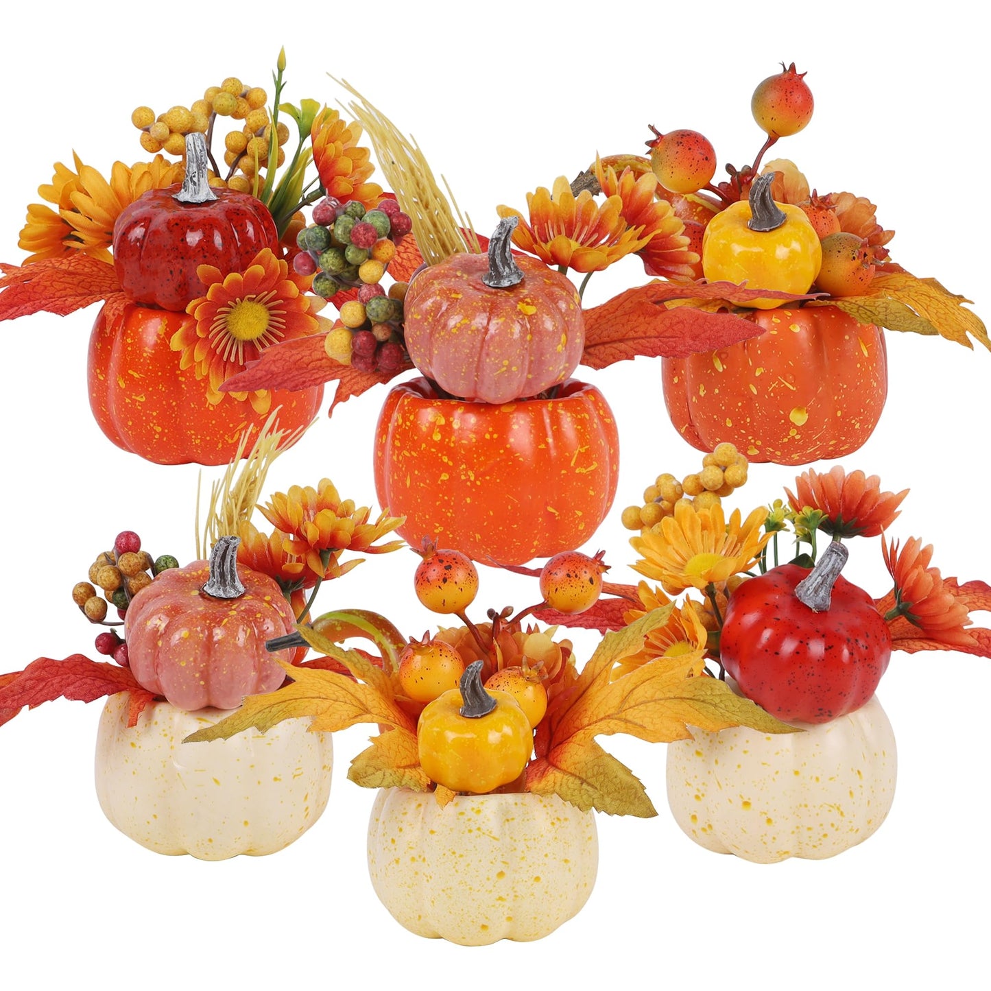 winemana 12 Pcs Pumpkin Fall Decorations, Golden Artificial Pumpkins