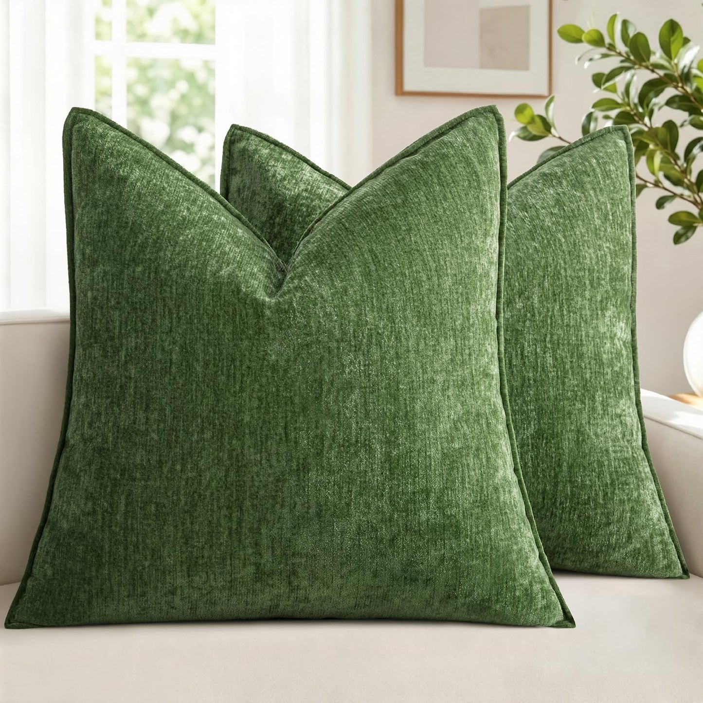 MIULEE Chenille Couch Pillow Covers Fall for Living Room 18x18 Dark Brown