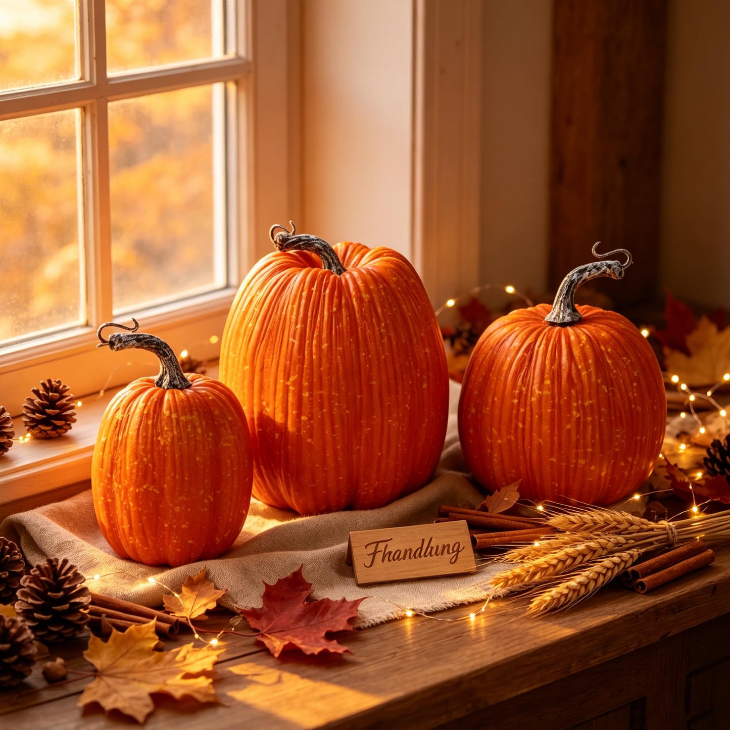 winemana 12 Pcs Pumpkin Fall Decorations, Golden Artificial Pumpkins