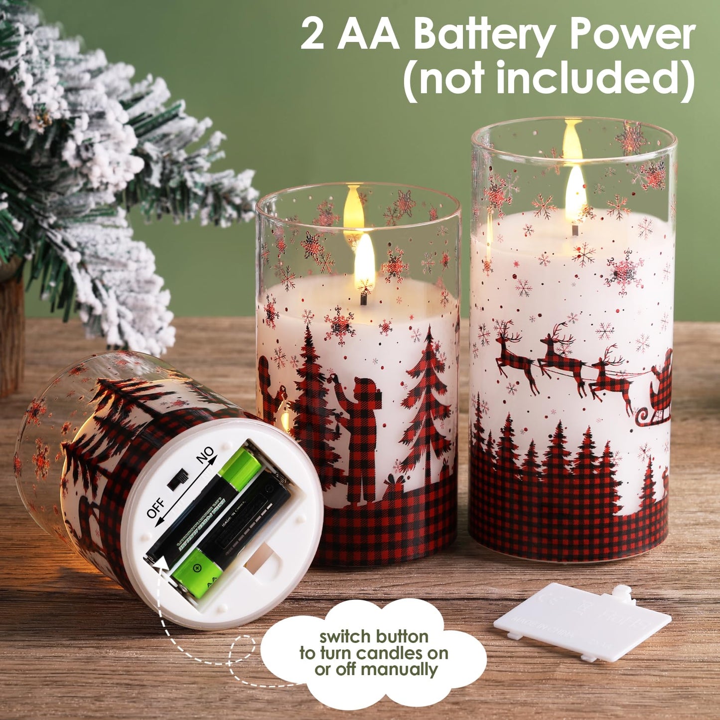 Eywamage Gold Glass Flameless Pillar Candles with Remote, Flickering Fall LED Candles Battery Operated Set of 3
