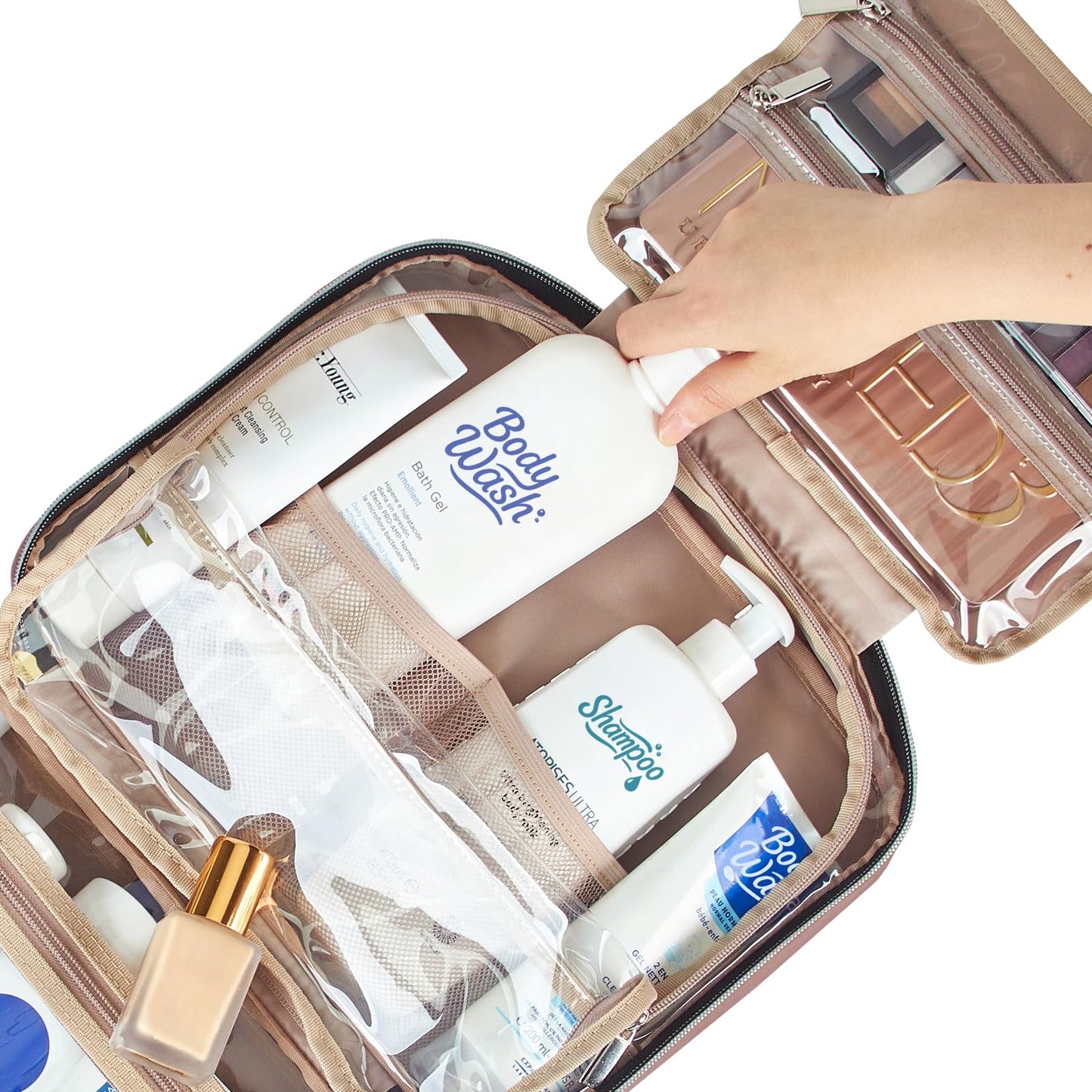 NISHEL Travel Toiletry Bag for women, Portable Hanging makeup Organizer
