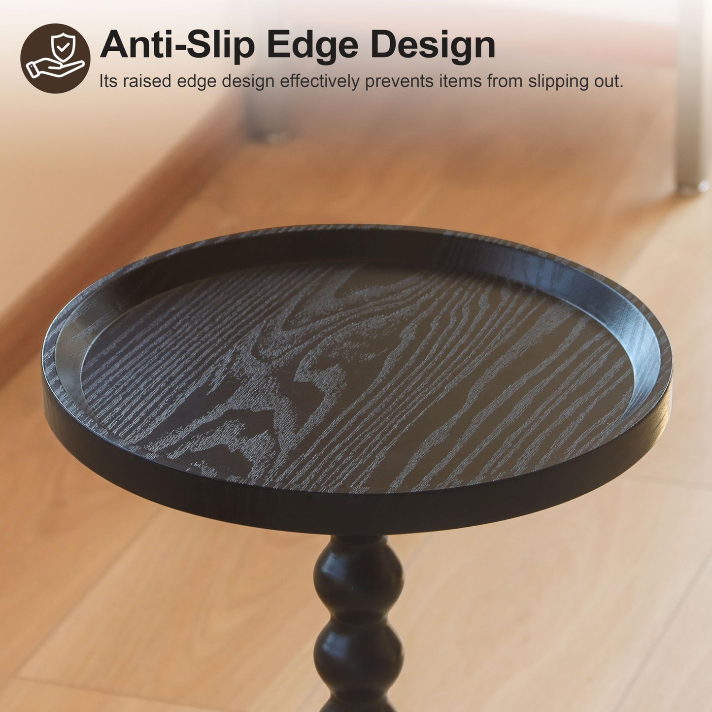 AWASEN Small Side Table, Round Drink Table for Small Spaces, Round Accent End Table Living Room, Nightstand for Bedroom, Corners, Office, Walnut Brown