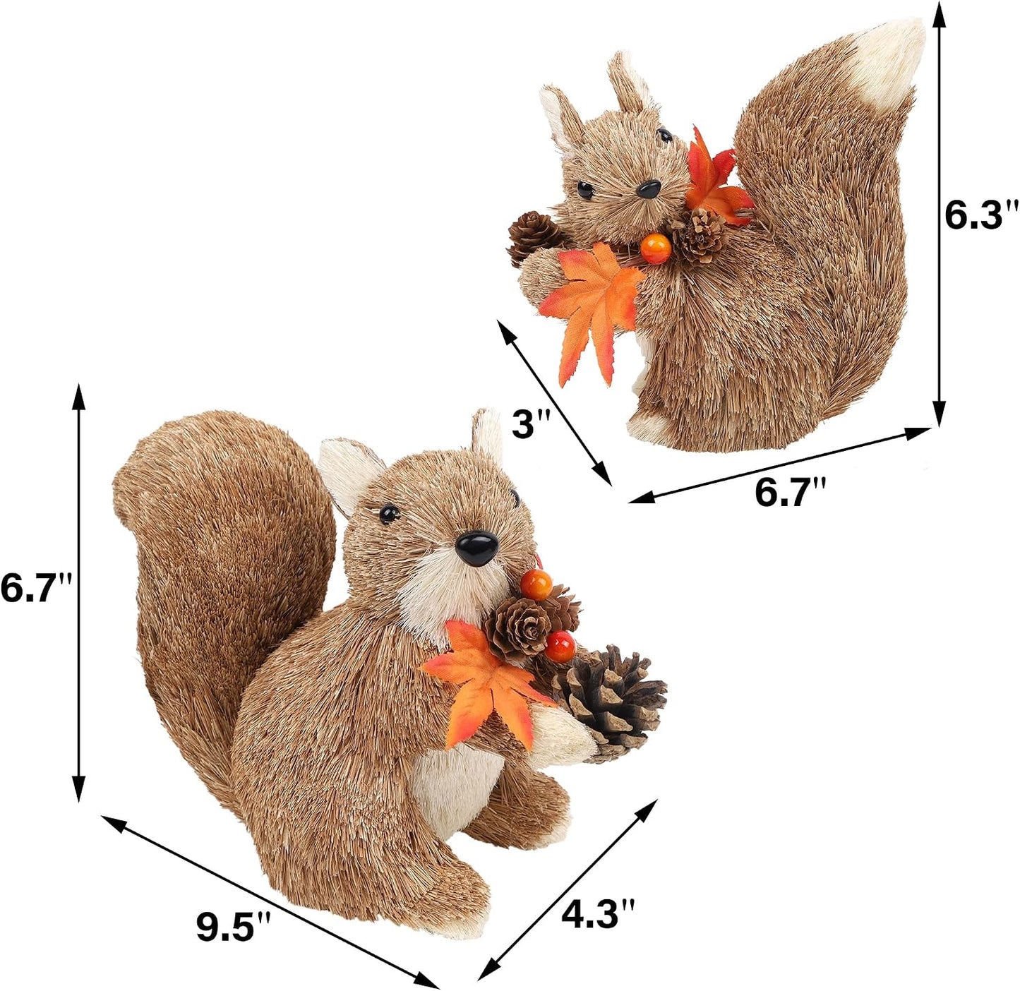 winemana Set of 2 Fall Decorations for Home Squirrels Table Decor