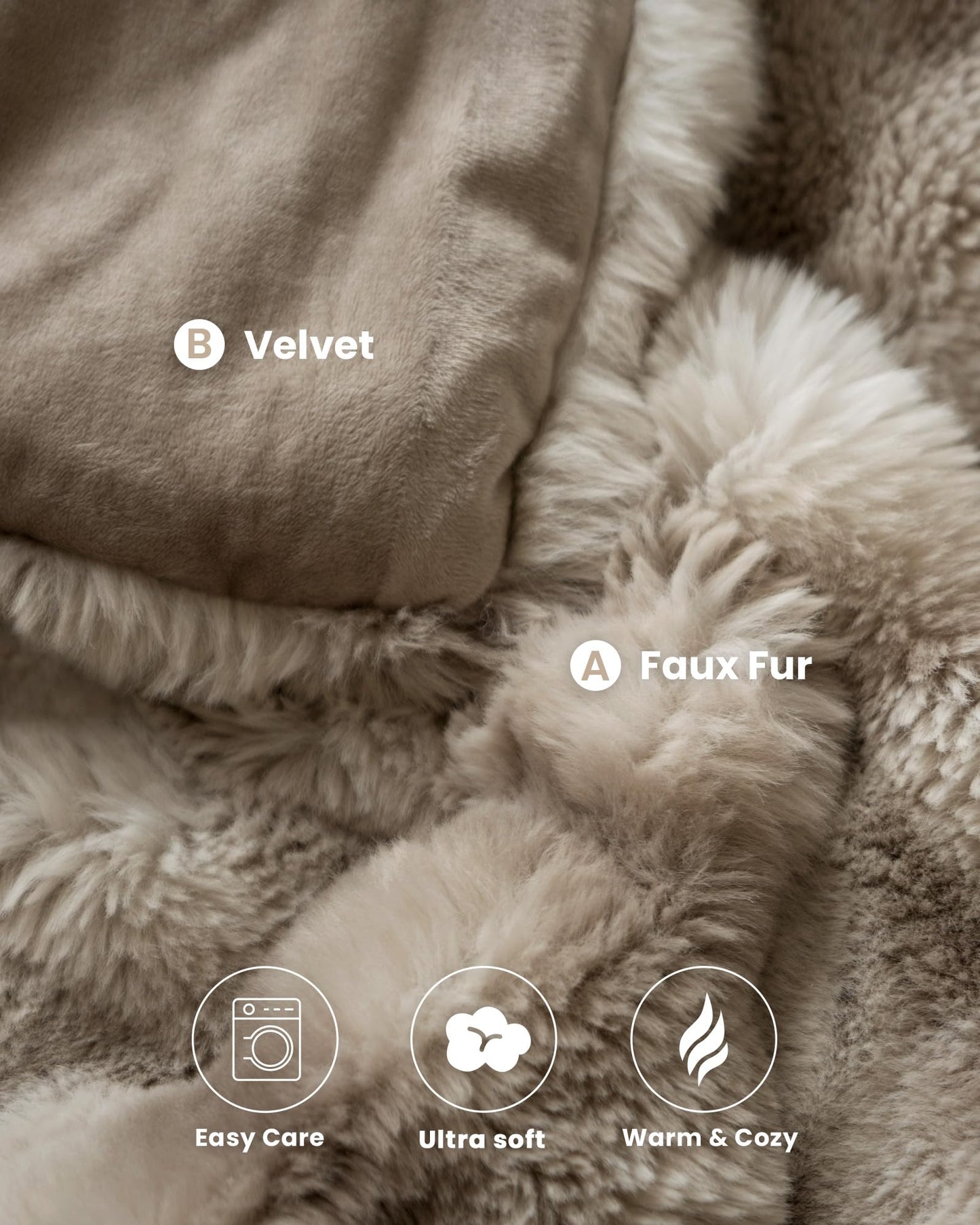 Ultra Soft Cozy Faux Fur Throw Blanket, Fuzzy Plush Thick Bubble Blanket, Oversize Luxury Fluffy Blanket for Couch, Sofa, Bedroom, and Living Room, 50x60 Inches, Light Brown