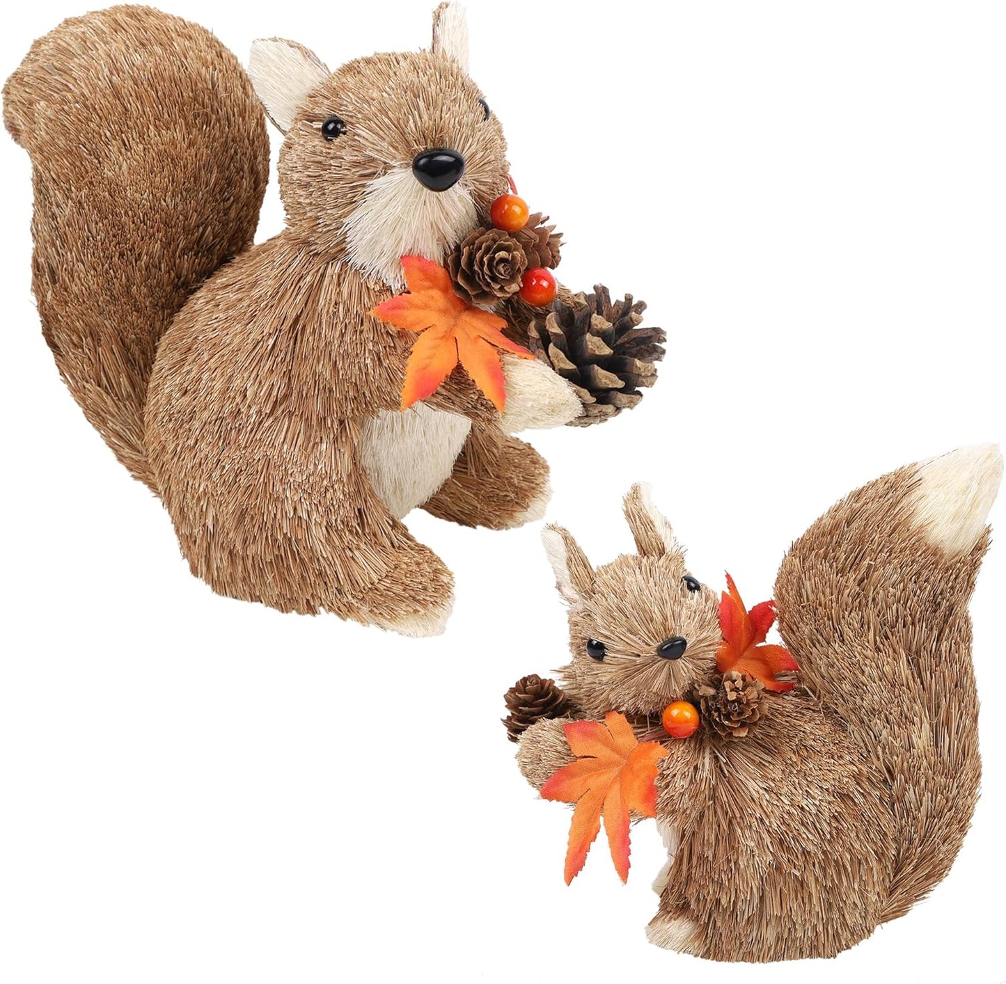 winemana Set of 2 Fall Decorations for Home Squirrels Table Decor