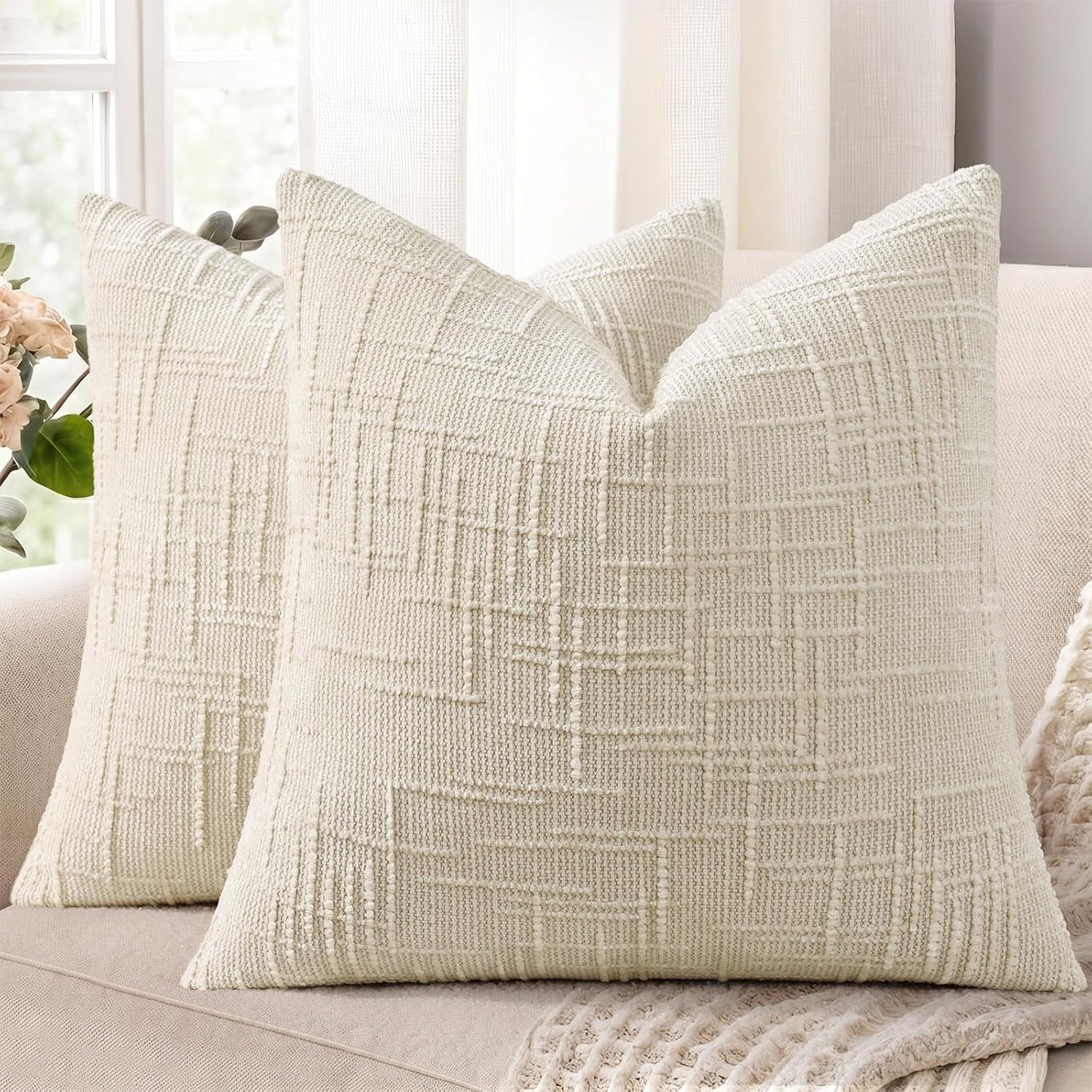 decorUhome Textured Chenille Throw Pillow Covers 18x18 Set of 2 Rust