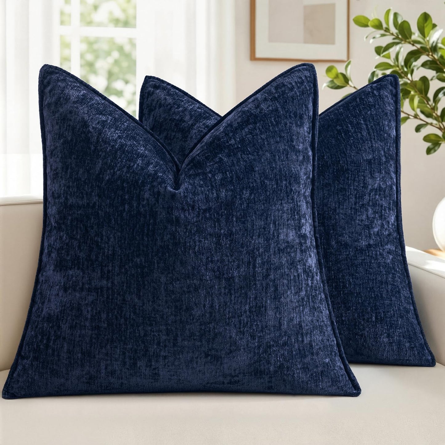 MIULEE Chenille Couch Pillow Covers Fall for Living Room 18x18 Dark Brown