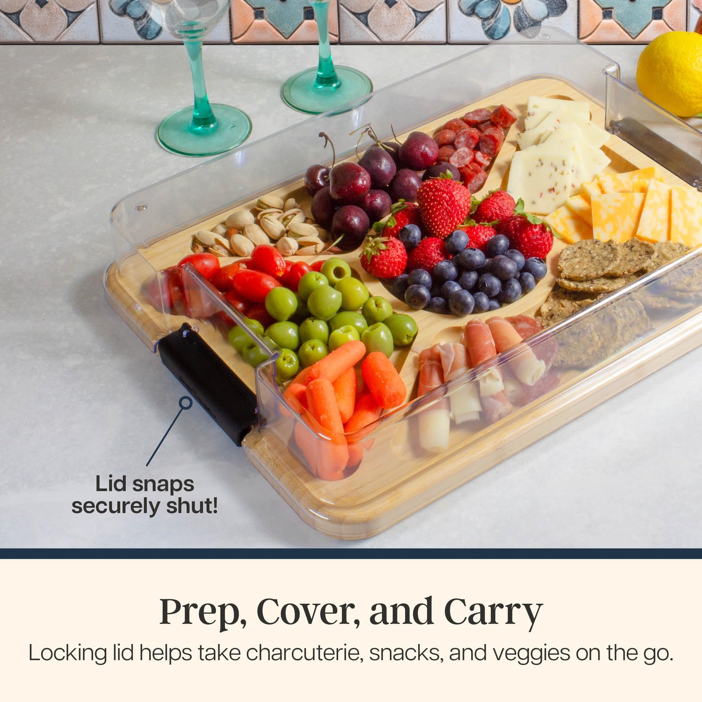 Totally Bamboo Flip, Serve & Store Football Charcuterie Board with Lid