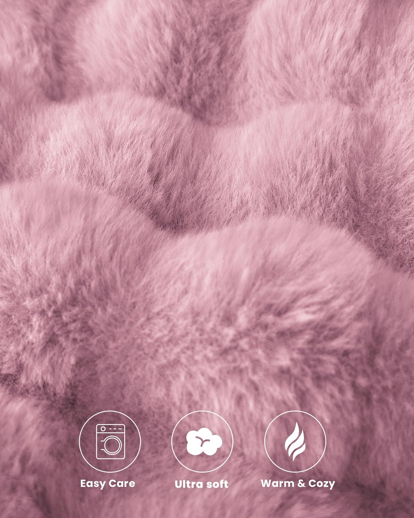 Ultra Soft Cozy Faux Fur Throw Blanket, Fuzzy Plush Thick Bubble Blanket, Oversize Luxury Fluffy Blanket for Couch, Sofa, Bedroom, and Living Room, 50x60 Inches, Light Brown