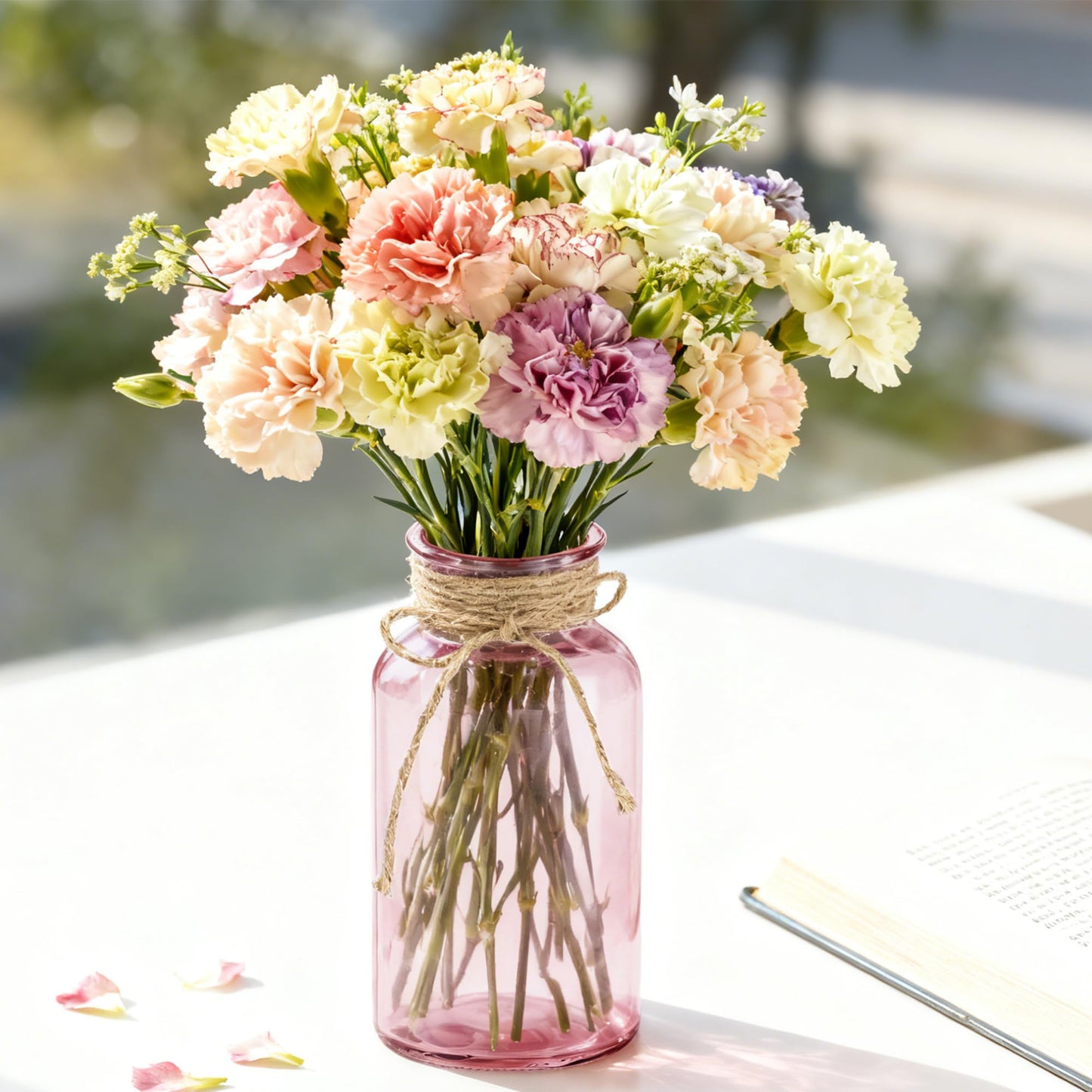 3 Pack Mason Jar Vases for Centerpieces, Amber Glass Flower Vase