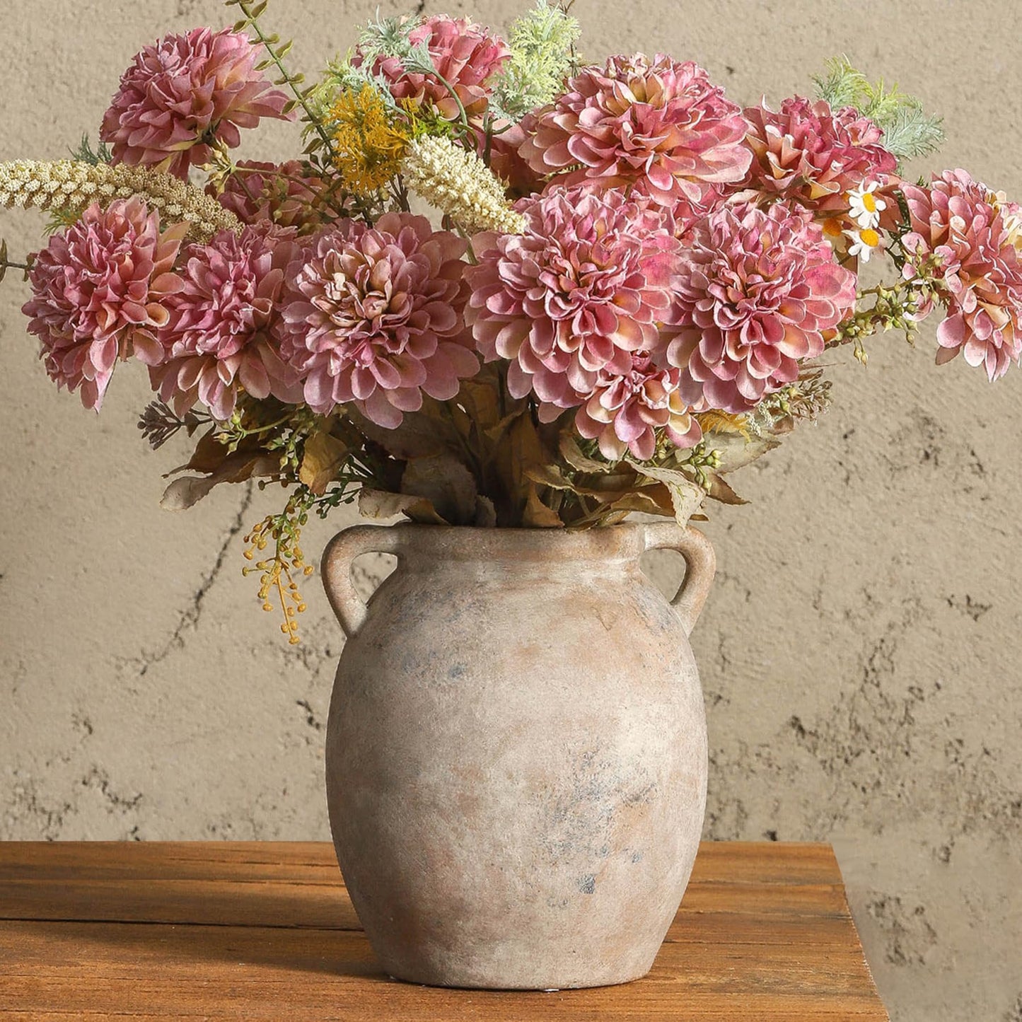 Dobbyby Ceramic Flower Vase 12 inch Farmhouse Rustic Vase Decorative Pottery Terracotta Tall Vases for Home Decor Table Mantle Fireplace Living Room Bathroom Wedding Centerpiece (Large-Terracota)
