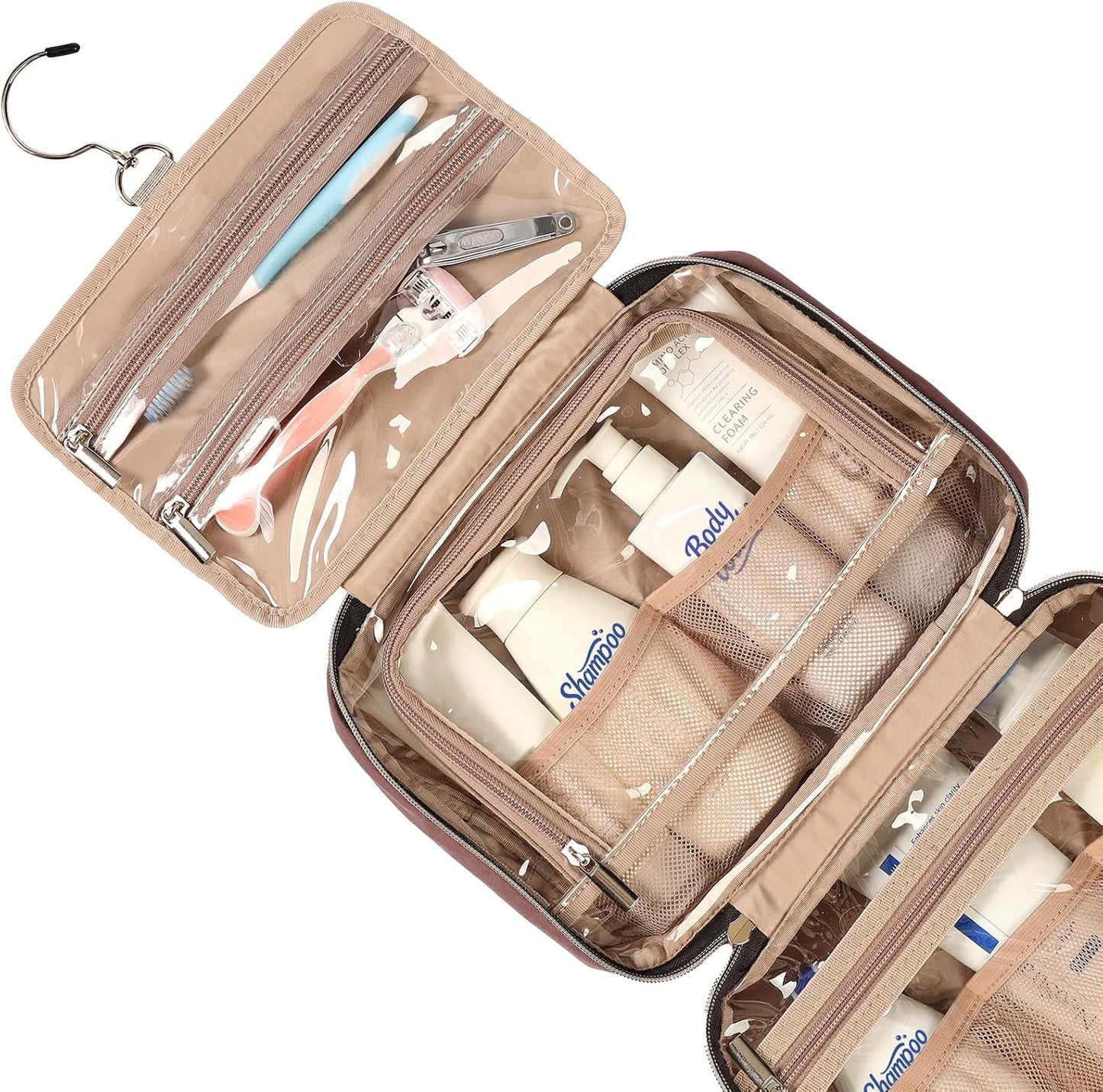 NISHEL Travel Toiletry Bag for women, Portable Hanging makeup Organizer