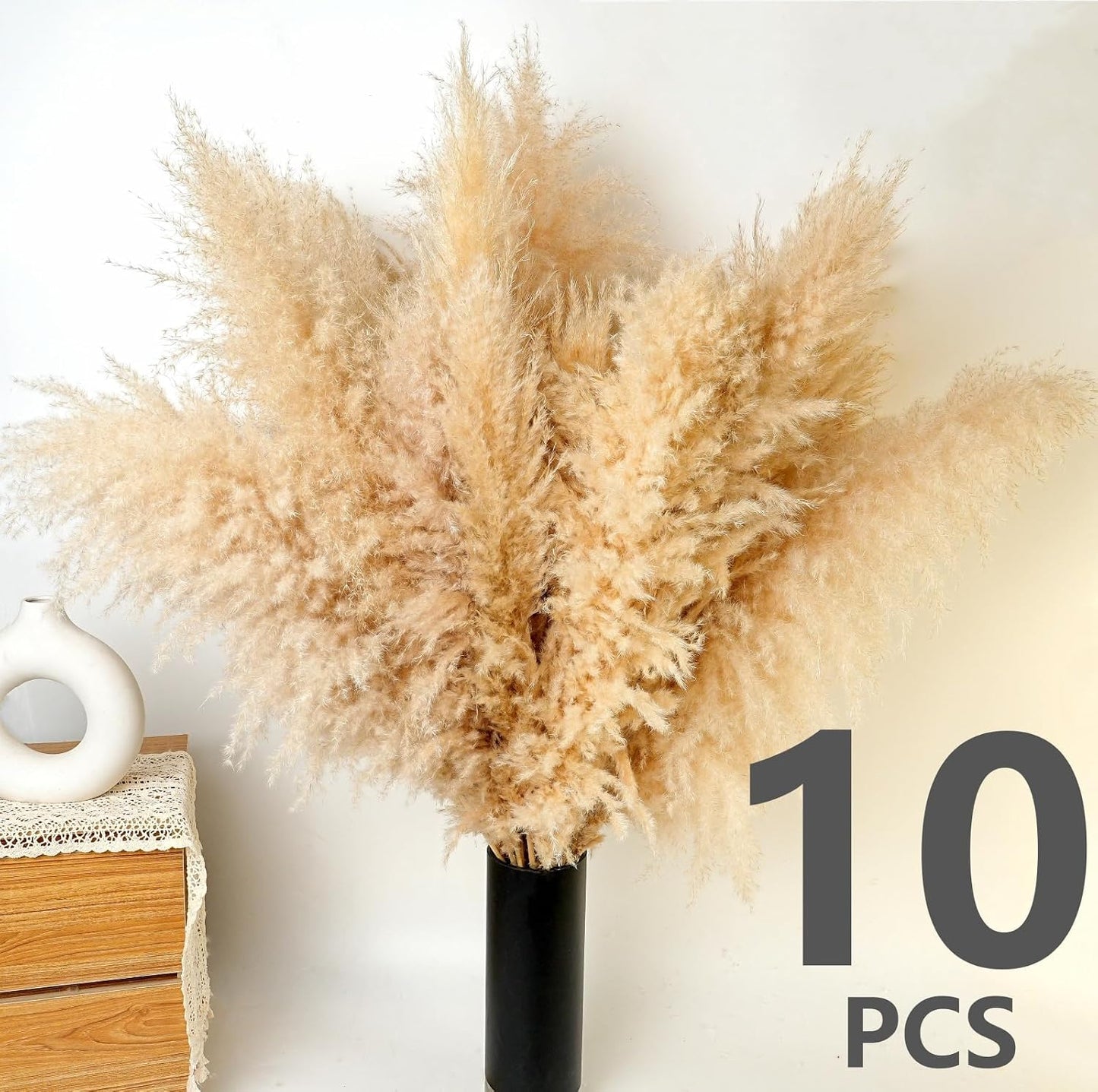 Dried Pampas Grass Decor, 100 Stems Pampas Grass Contains Bunny Tails Dried Flowers, Reed Grass Bouquet for Wedding Boho Flowers Home Table Decor, Rustic Farmhouse Party (17", White and Brown)