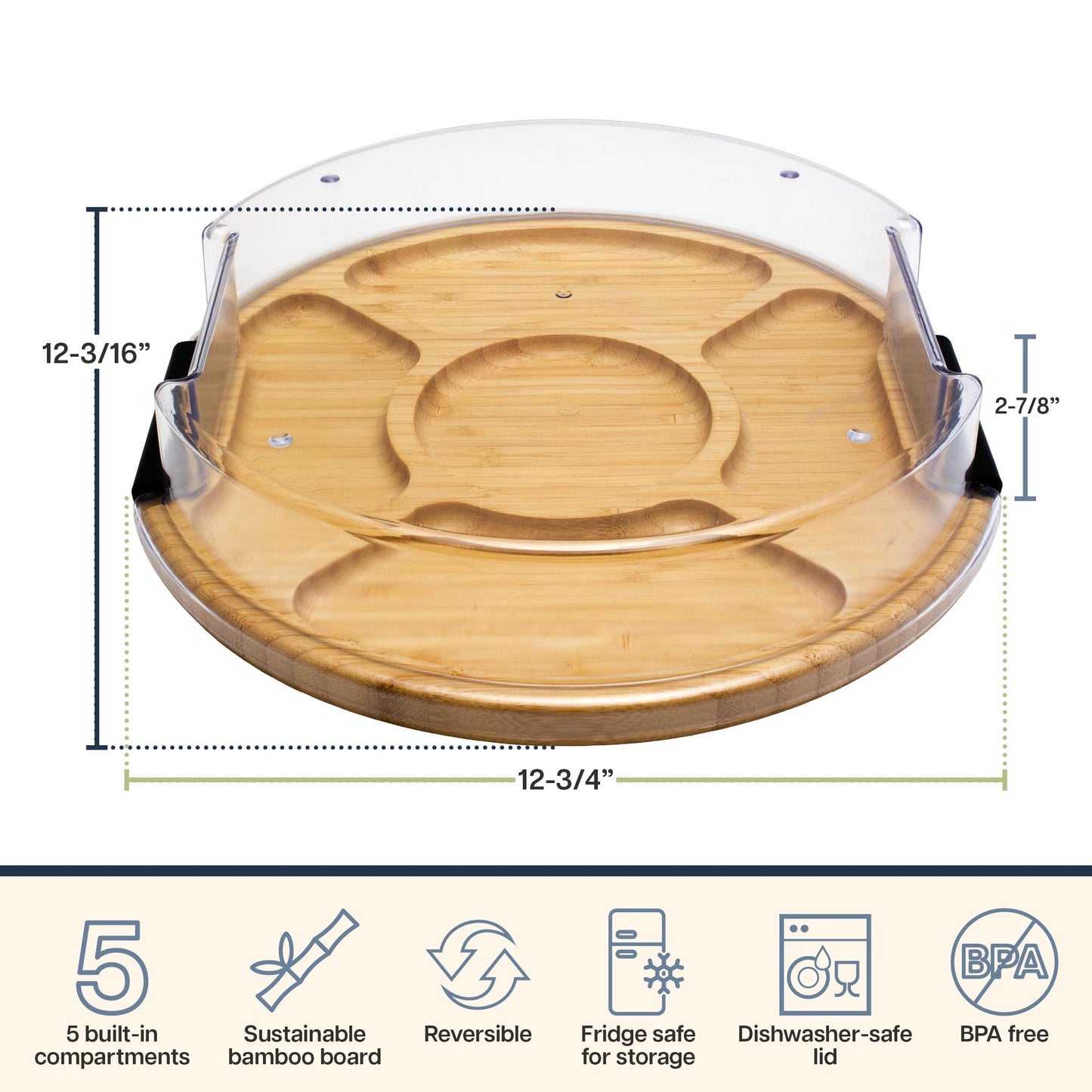 Totally Bamboo Flip, Serve & Store Football Charcuterie Board with Lid
