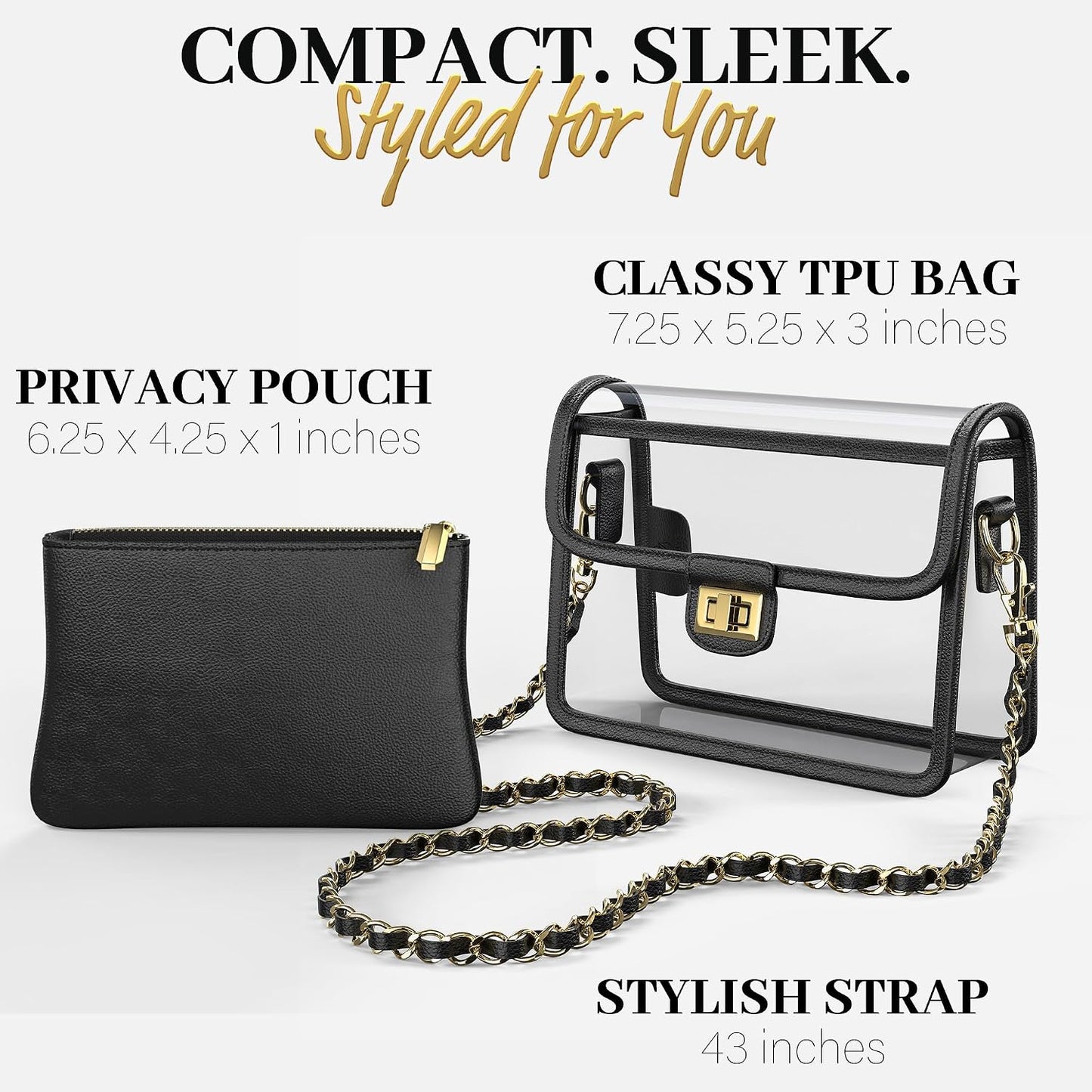 Clear Crossbody Purse for Women, RFID Wallet, Stadium Approved Clear Bag