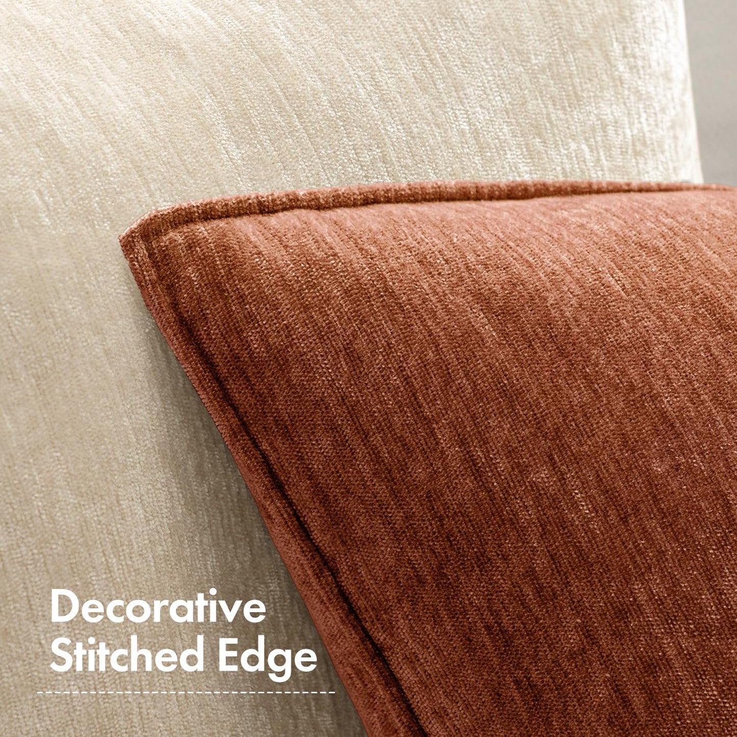 MIULEE Chenille Couch Pillow Covers Fall for Living Room 18x18 Dark Brown