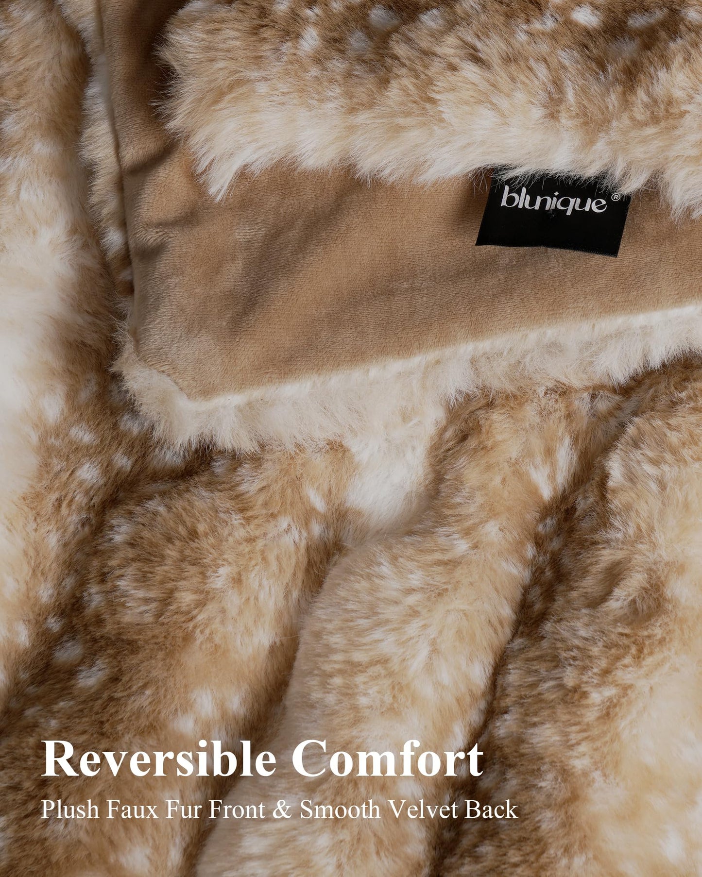 Ultra Soft Cozy Faux Fur Throw Blanket, Fuzzy Plush Thick Bubble Blanket, Oversize Luxury Fluffy Blanket for Couch, Sofa, Bedroom, and Living Room, 50x60 Inches, Light Brown