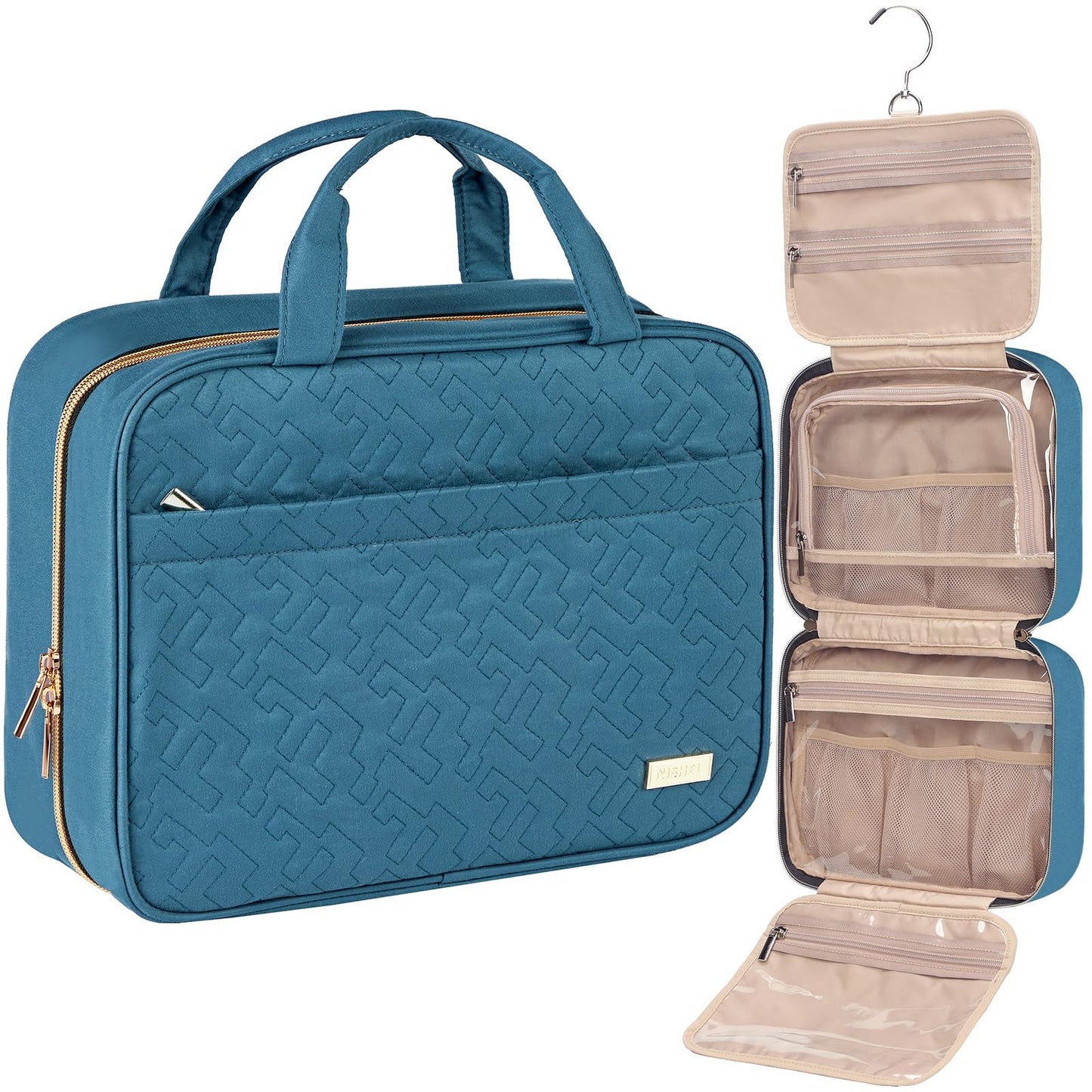 NISHEL Travel Toiletry Bag for women, Portable Hanging makeup Organizer