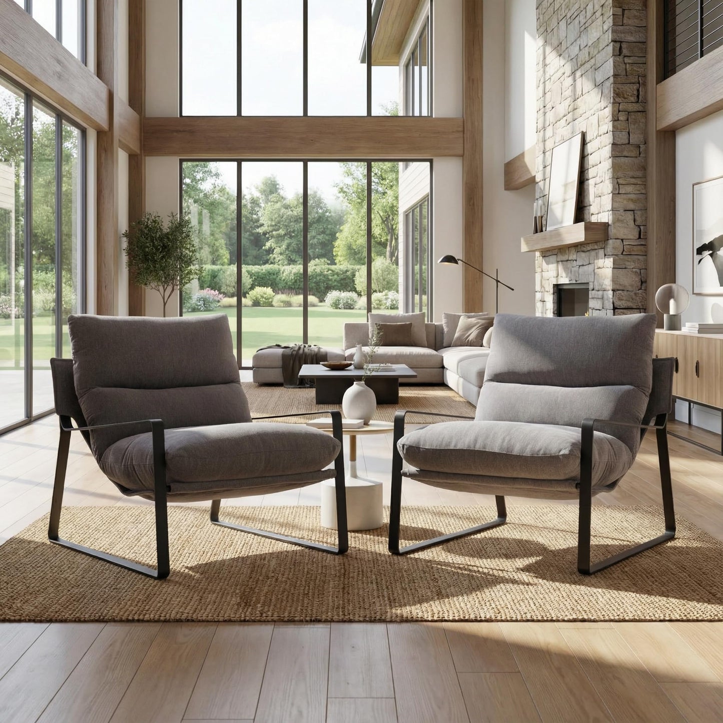 LukeAlon Modern PU Leather Accent Armchair, Brown