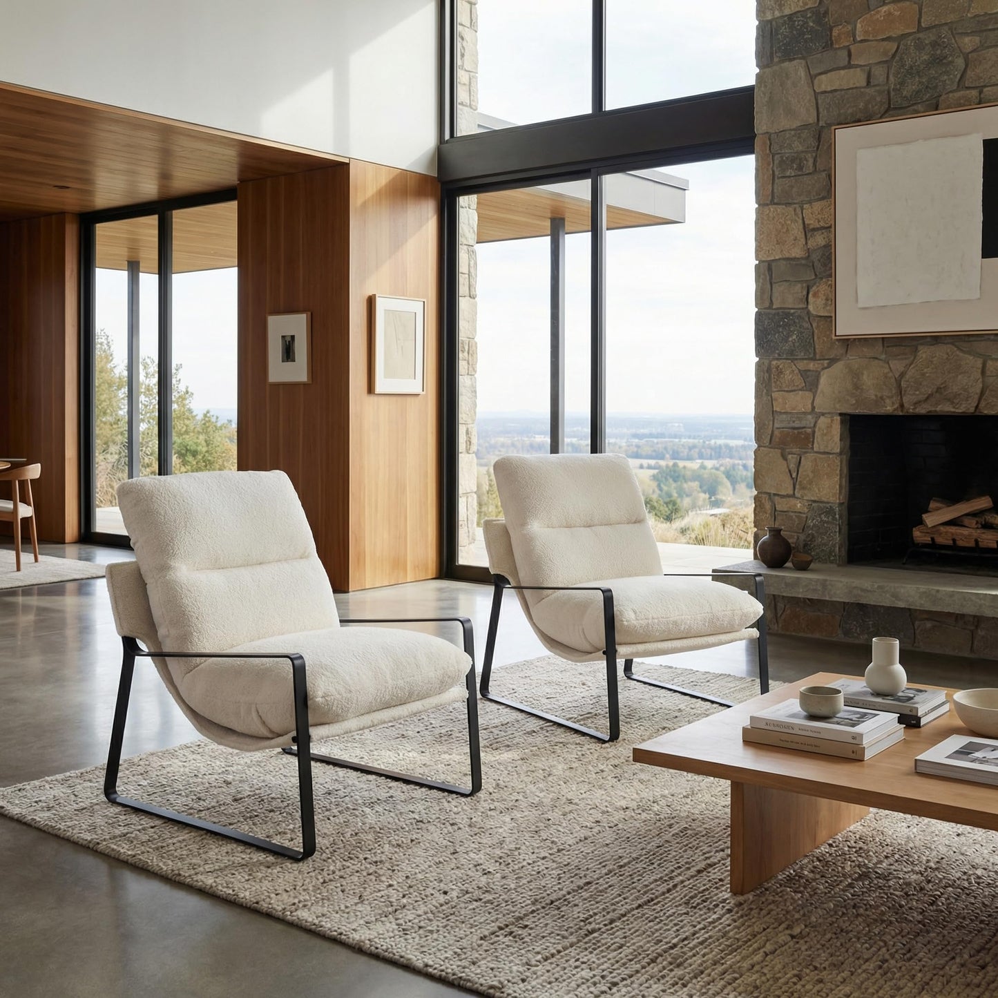LukeAlon Modern PU Leather Accent Armchair, Brown