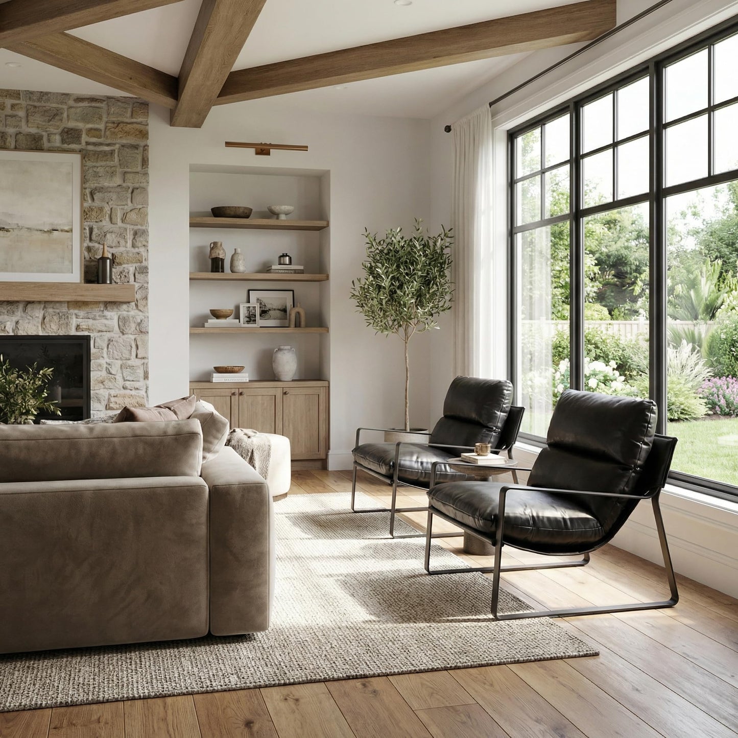LukeAlon Modern PU Leather Accent Armchair, Brown